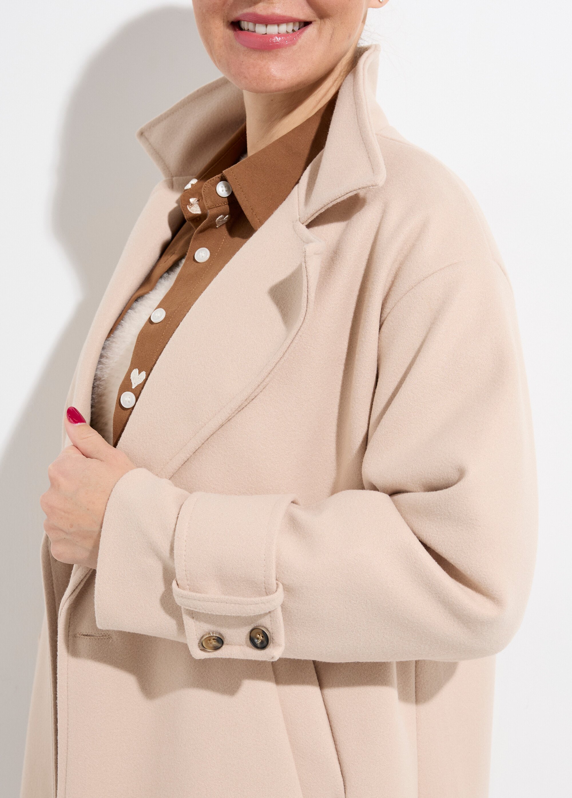 Manteau long chic façon drap de laine