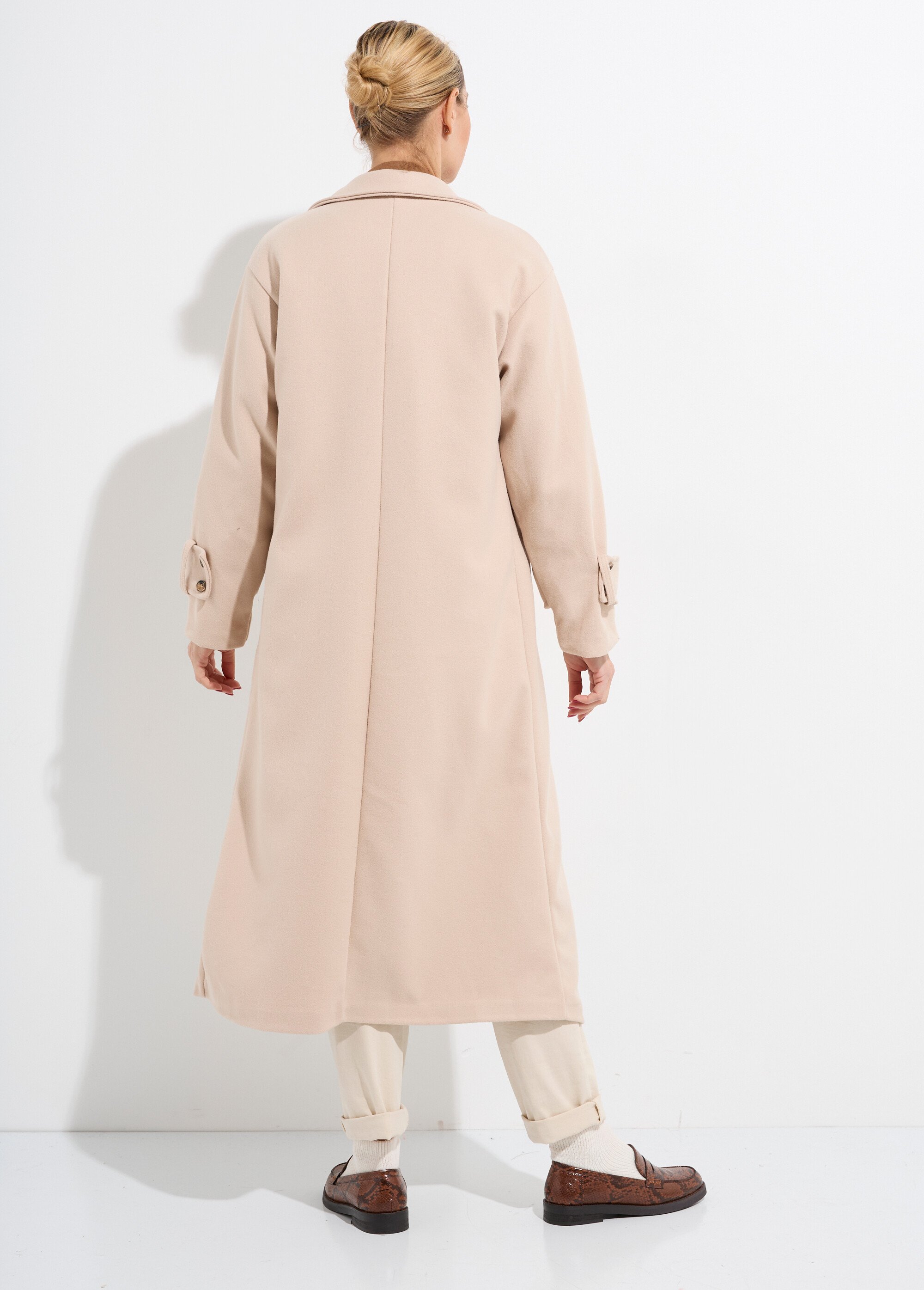 Manteau long chic façon drap de laine