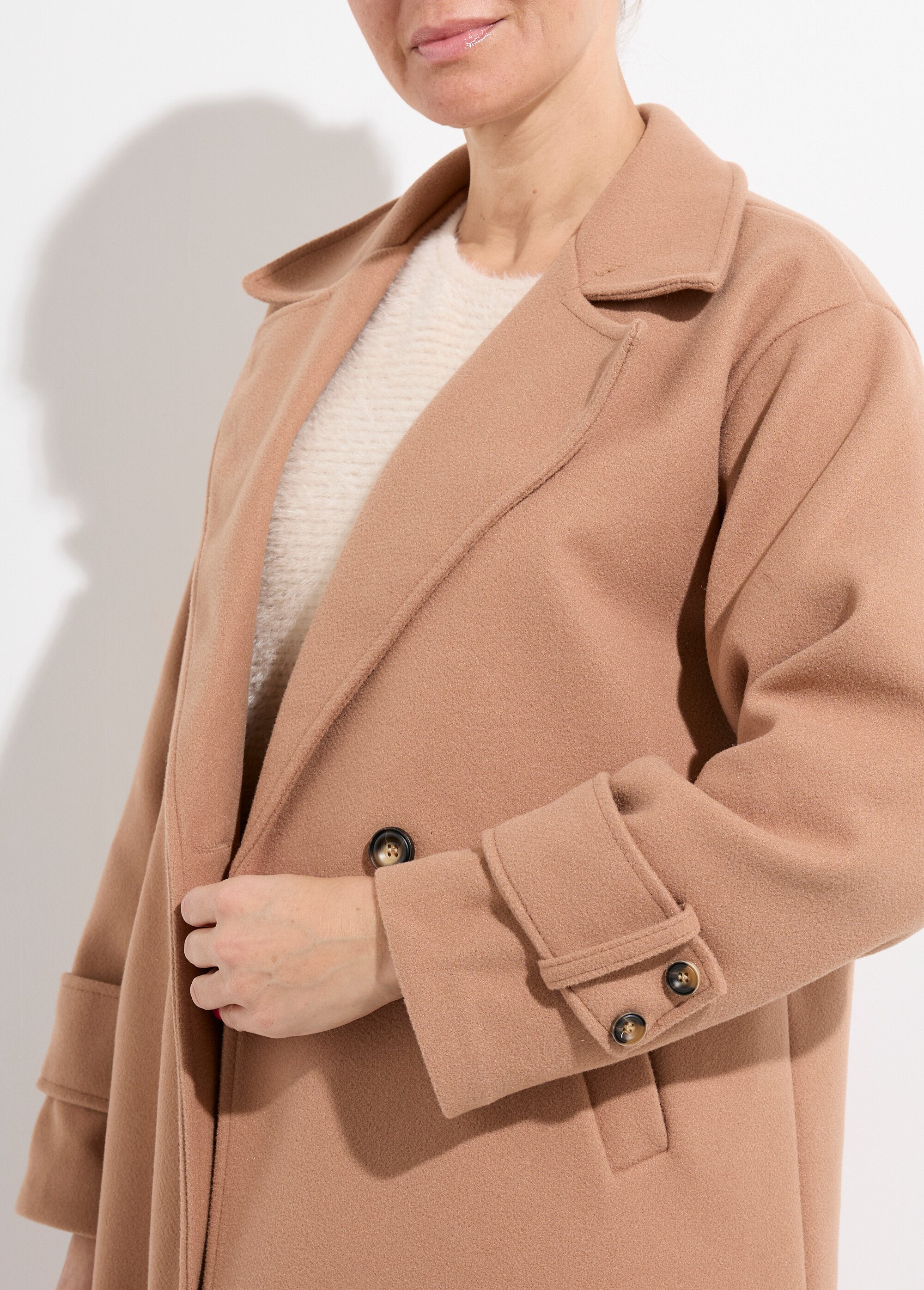 Manteau long chic façon drap de laine