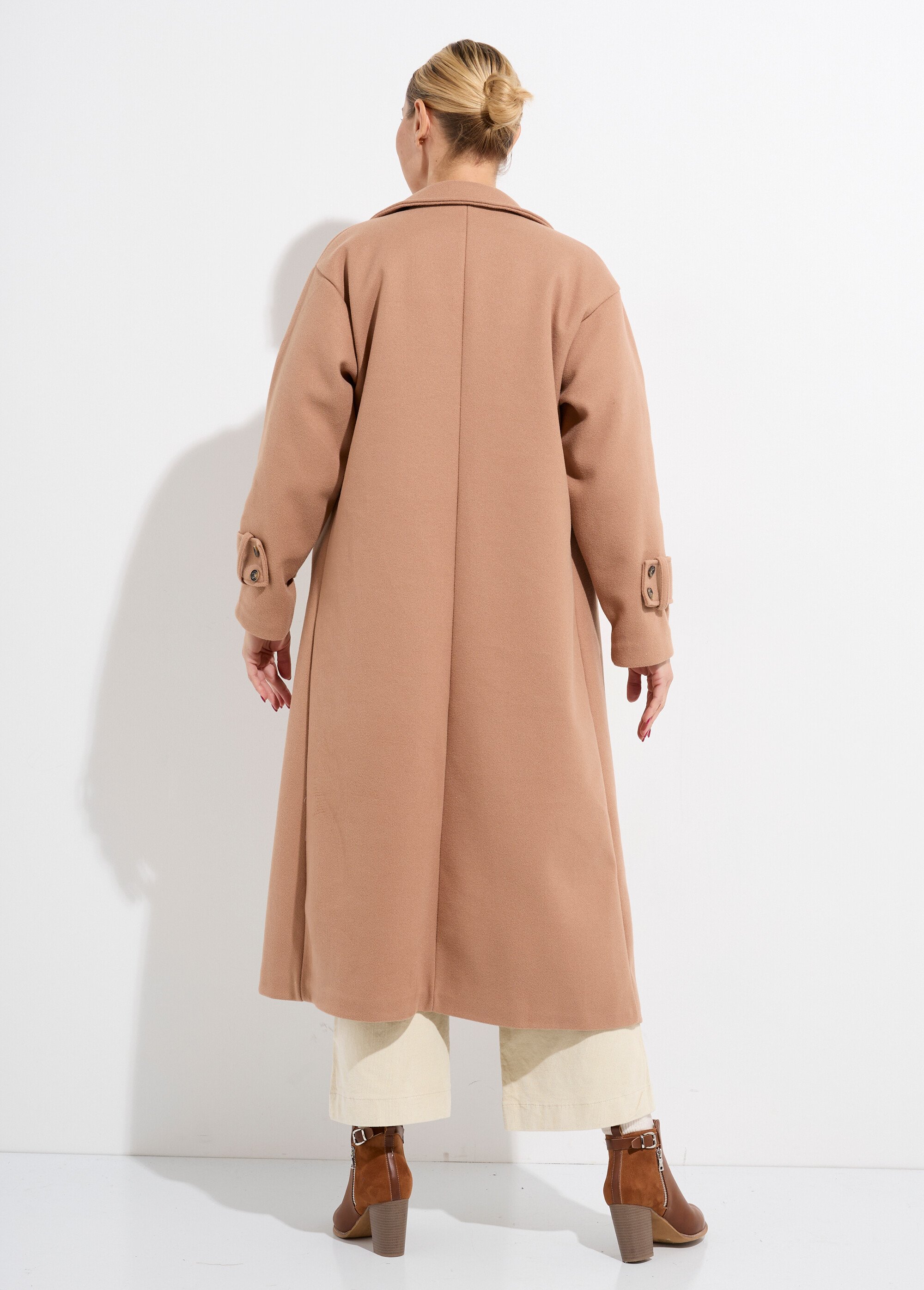 Manteau long chic façon drap de laine