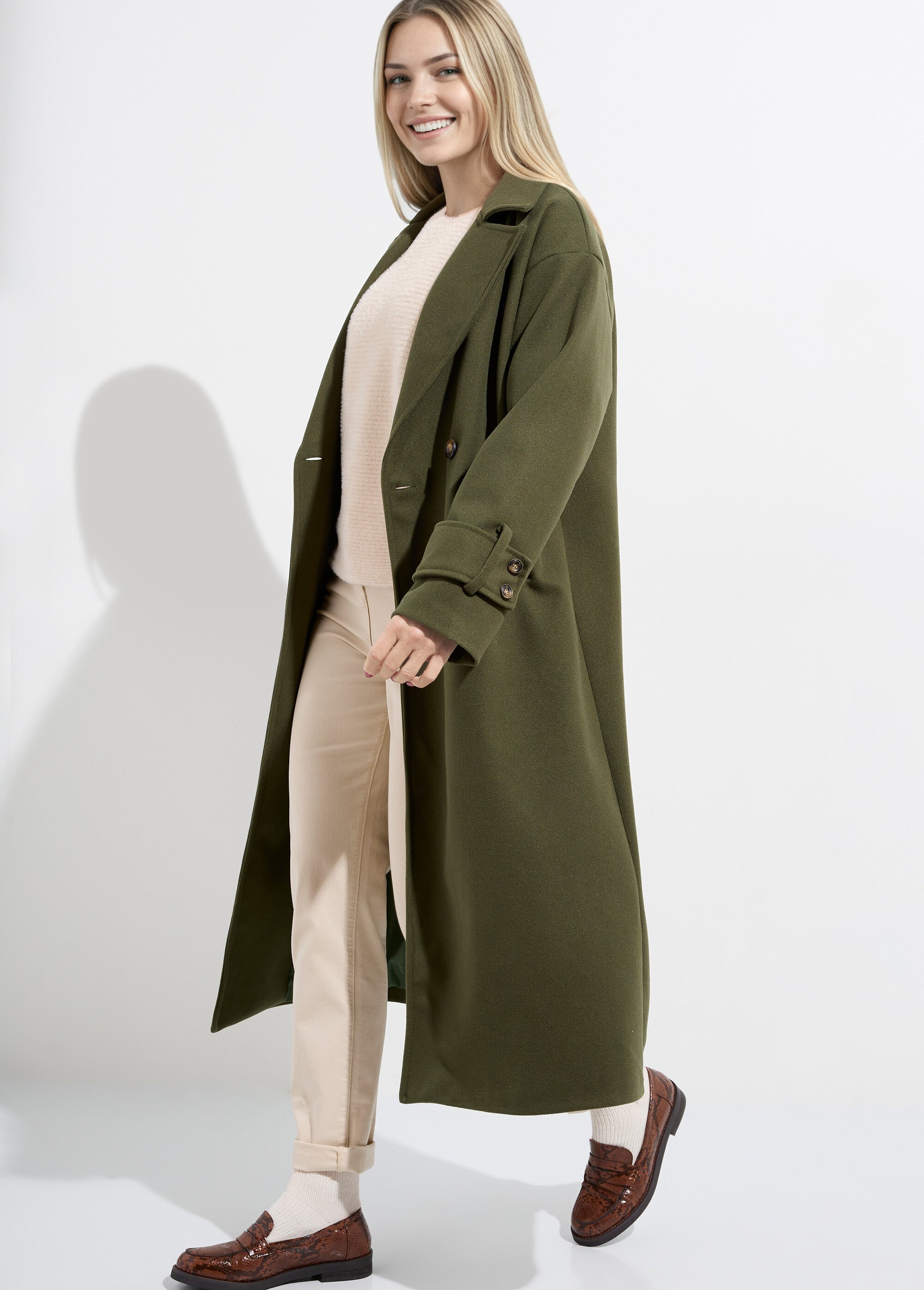 Manteau long chic façon drap de laine