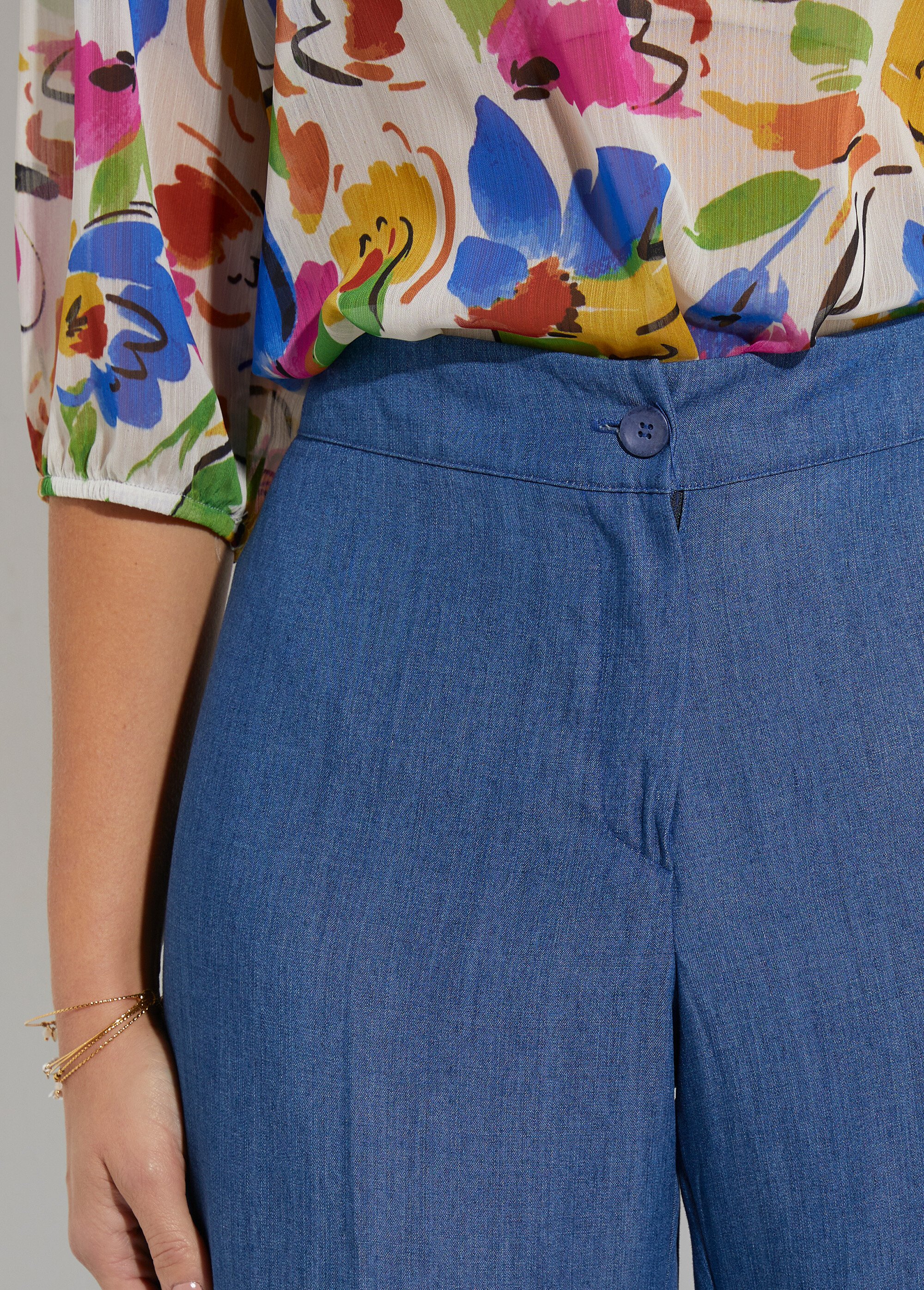 Pantalon large en lyocell ceinture élastiquée