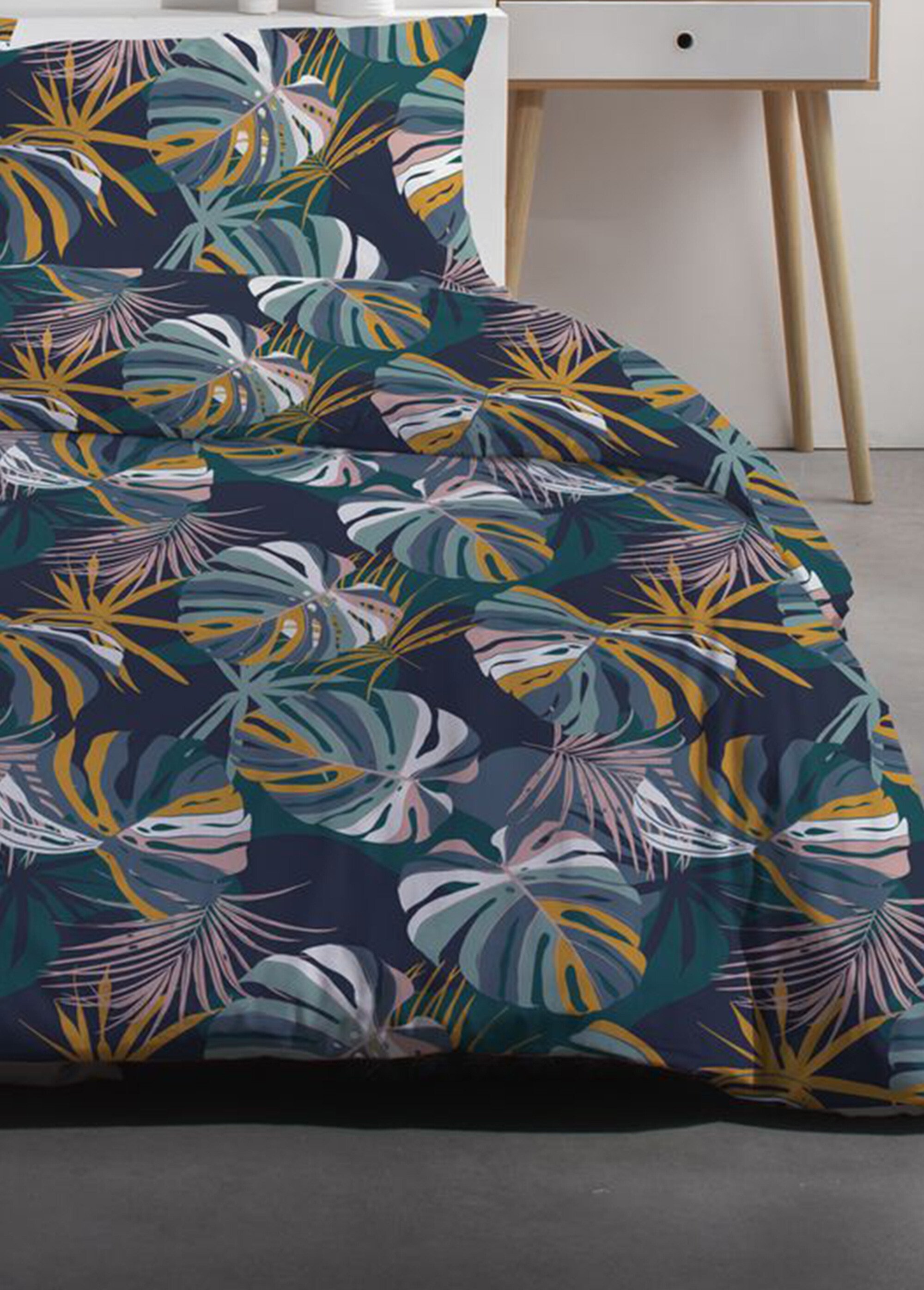 Parure pur coton 240 x 220cm, Feuillage Bleu ML-SUNS123044 DE1