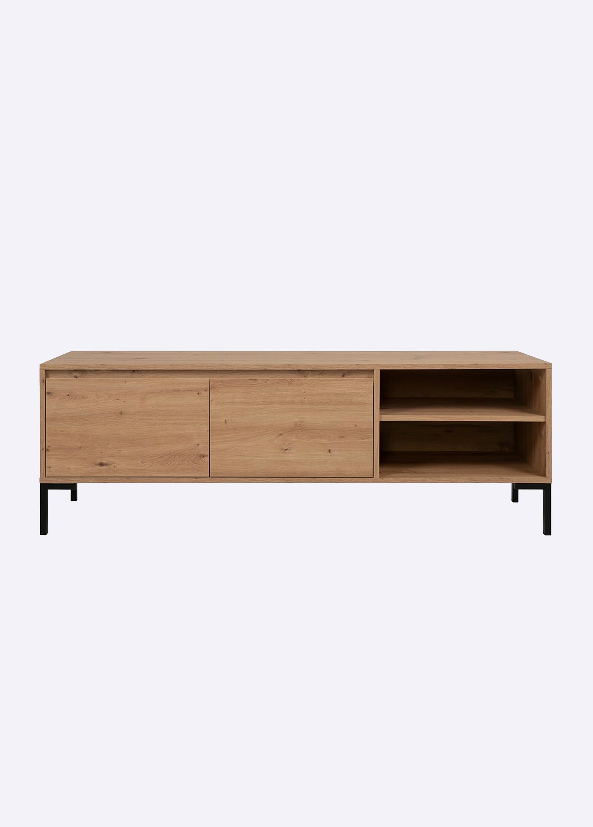 PLOCK Meuble TV décor chêne, 2 abattants