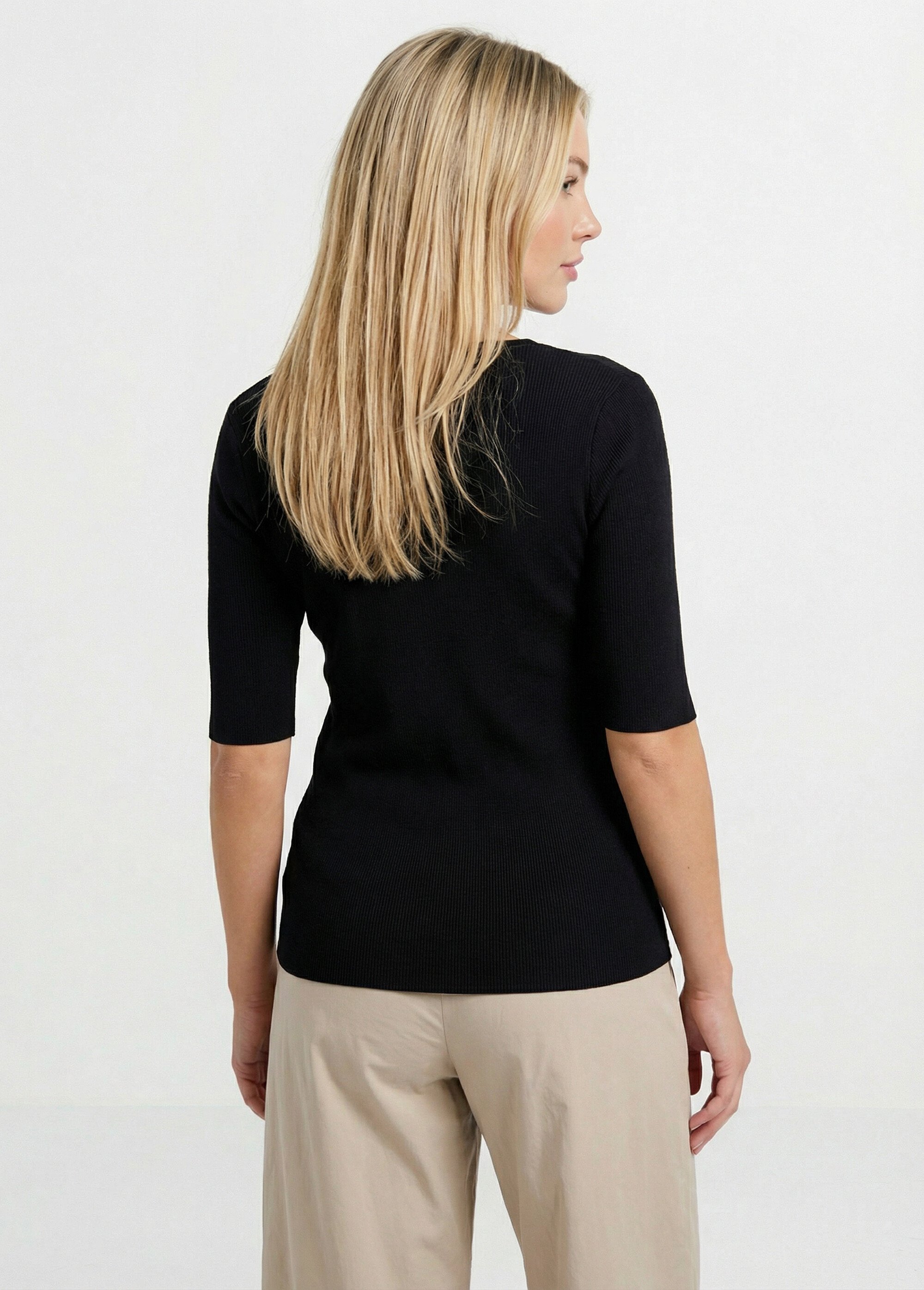 Pull fin maille côtelée boutons dorés Femme Noir MYRTILLE DO1