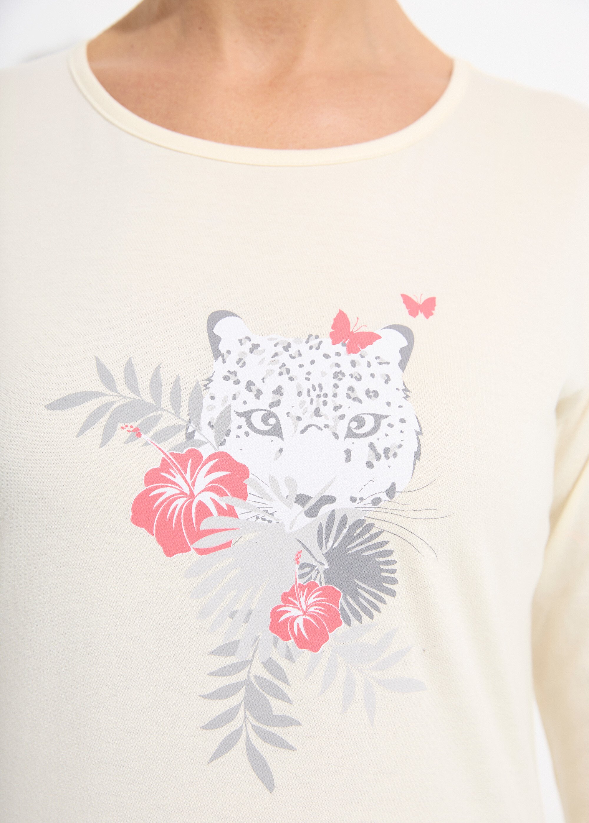 Pyjama jersey coton imprimé léopard Femme Beige SAGRAOU DE1