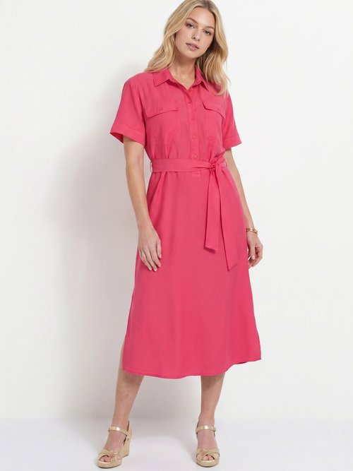 Robe chemisier longue manches courtes Femme Rose ANG-MILIE FA1