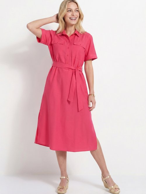 Robe chemisier longue manches courtes Femme Rose ANG-MILIE MV1