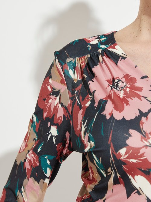 Robe courte évasée col V imprimé fleuri Femme Bleu HANGELE DE2