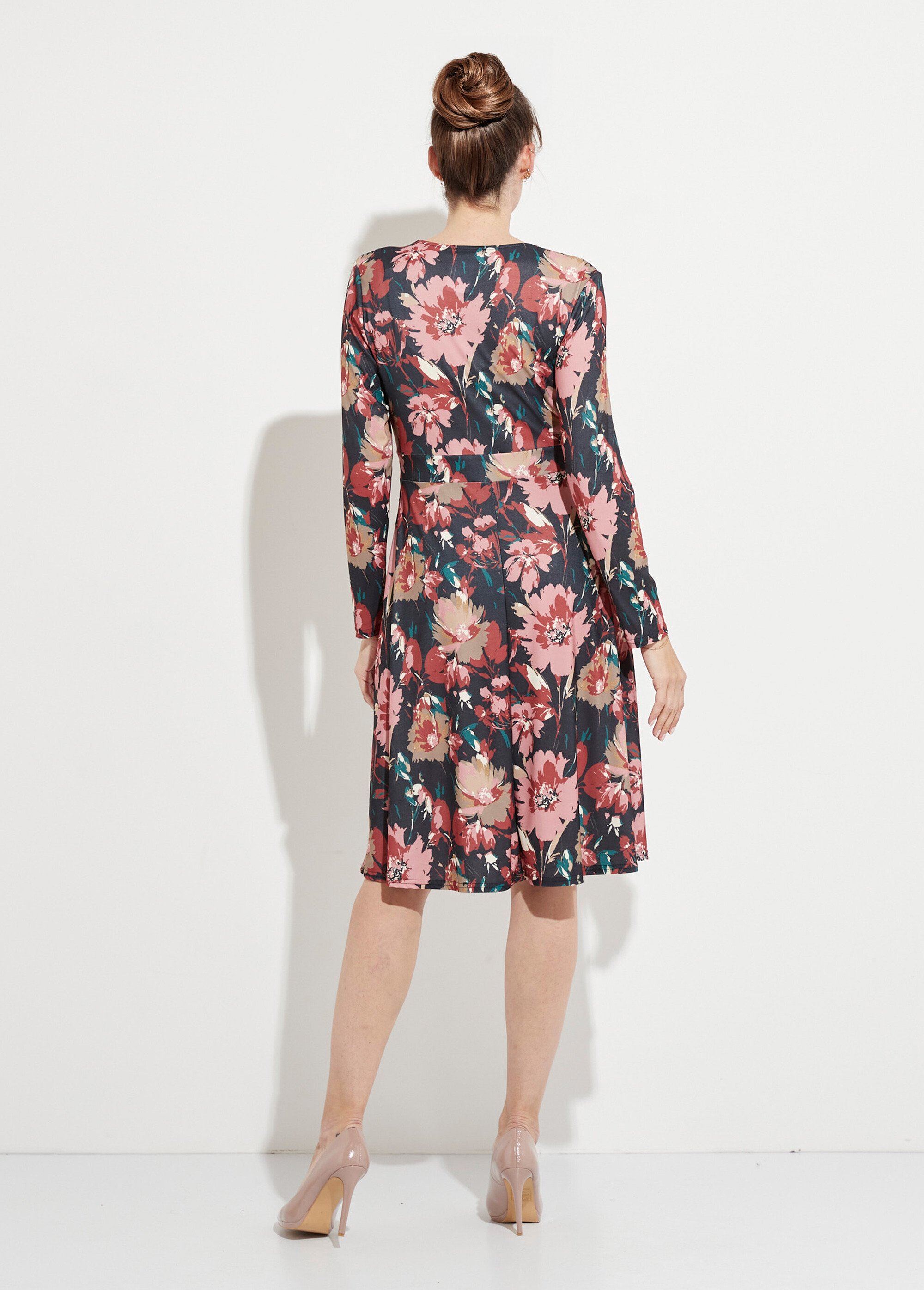 Robe courte évasée col V imprimé fleuri