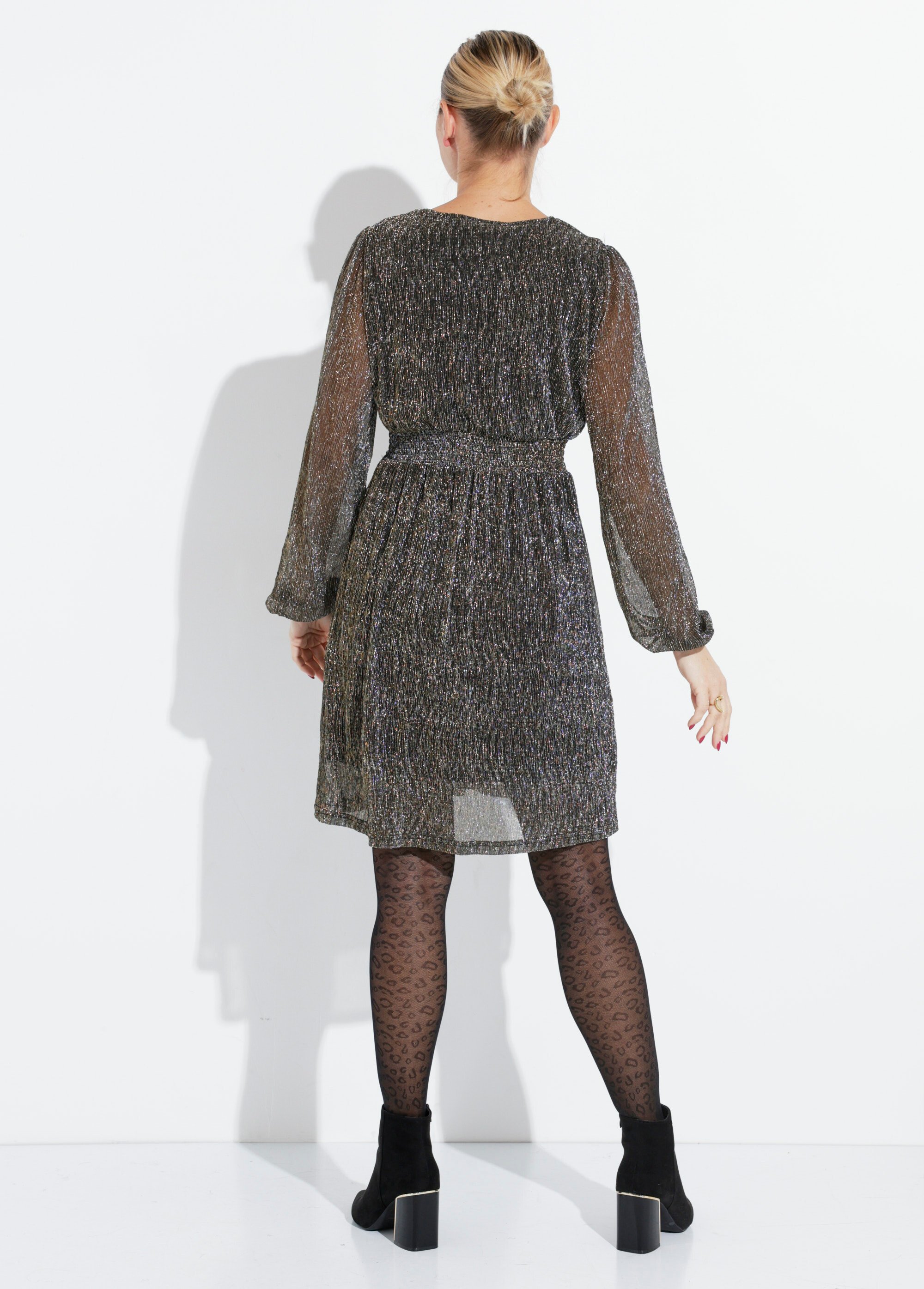 Robe courte pailletée taille haute Femme Doré IA-R5217 DO1