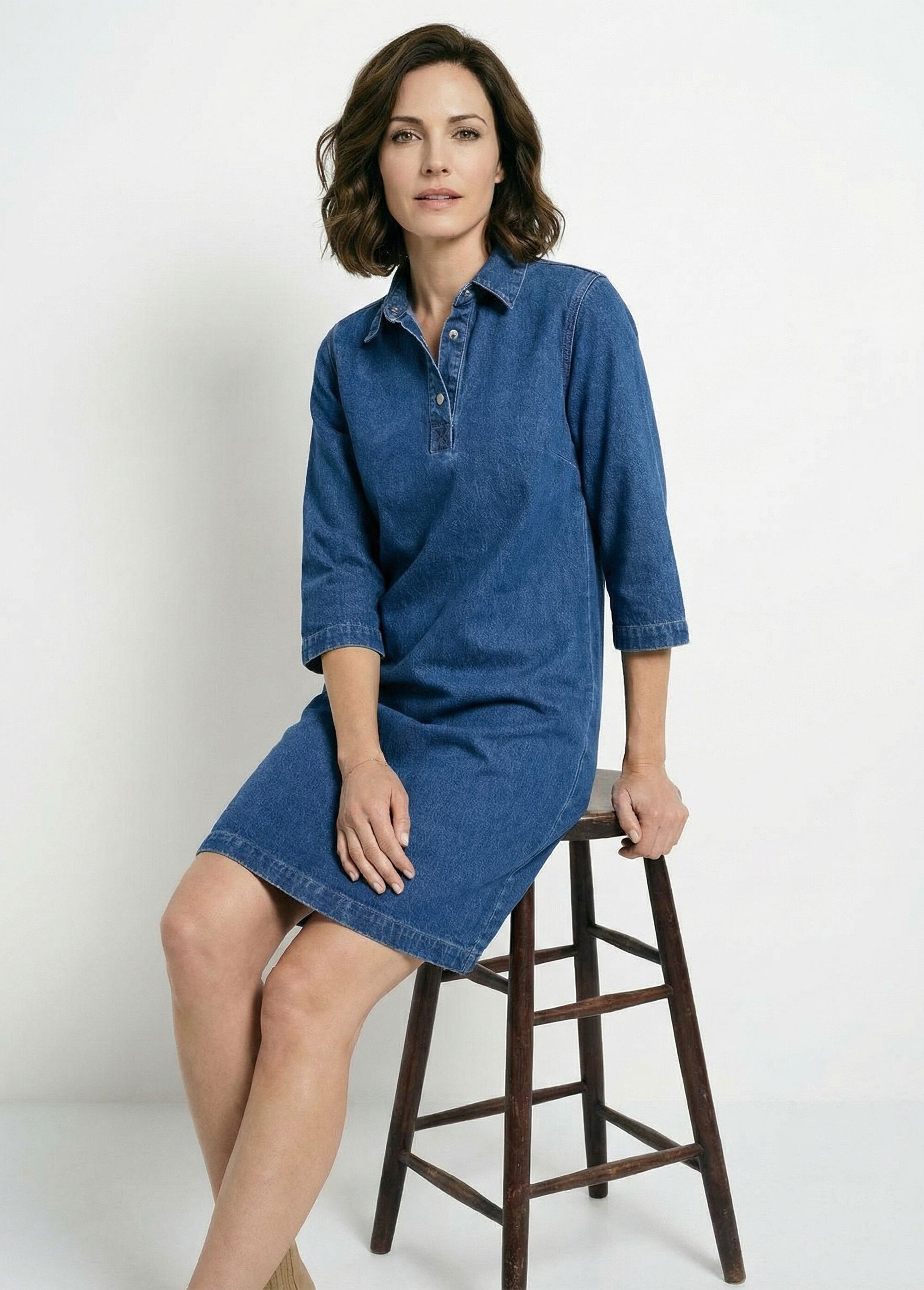 Robe droite courte en jean