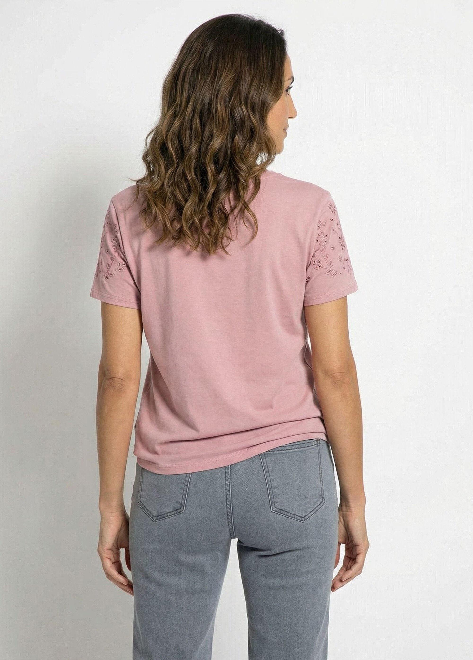 T-shirt manches courtes brodées coton stretch