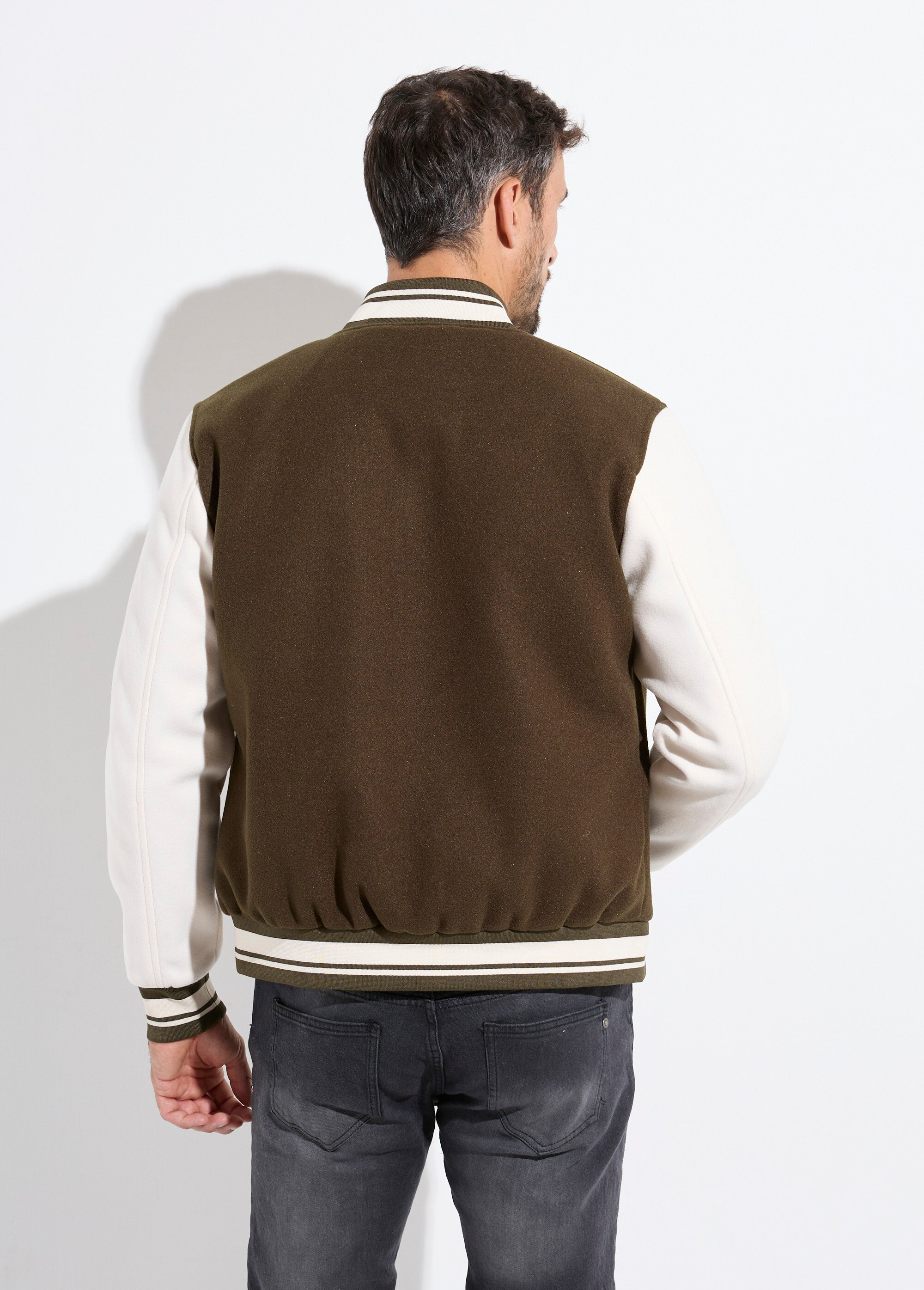 Veste matelassée à pressions façon teddy Homme Vert KYM5175 DO1