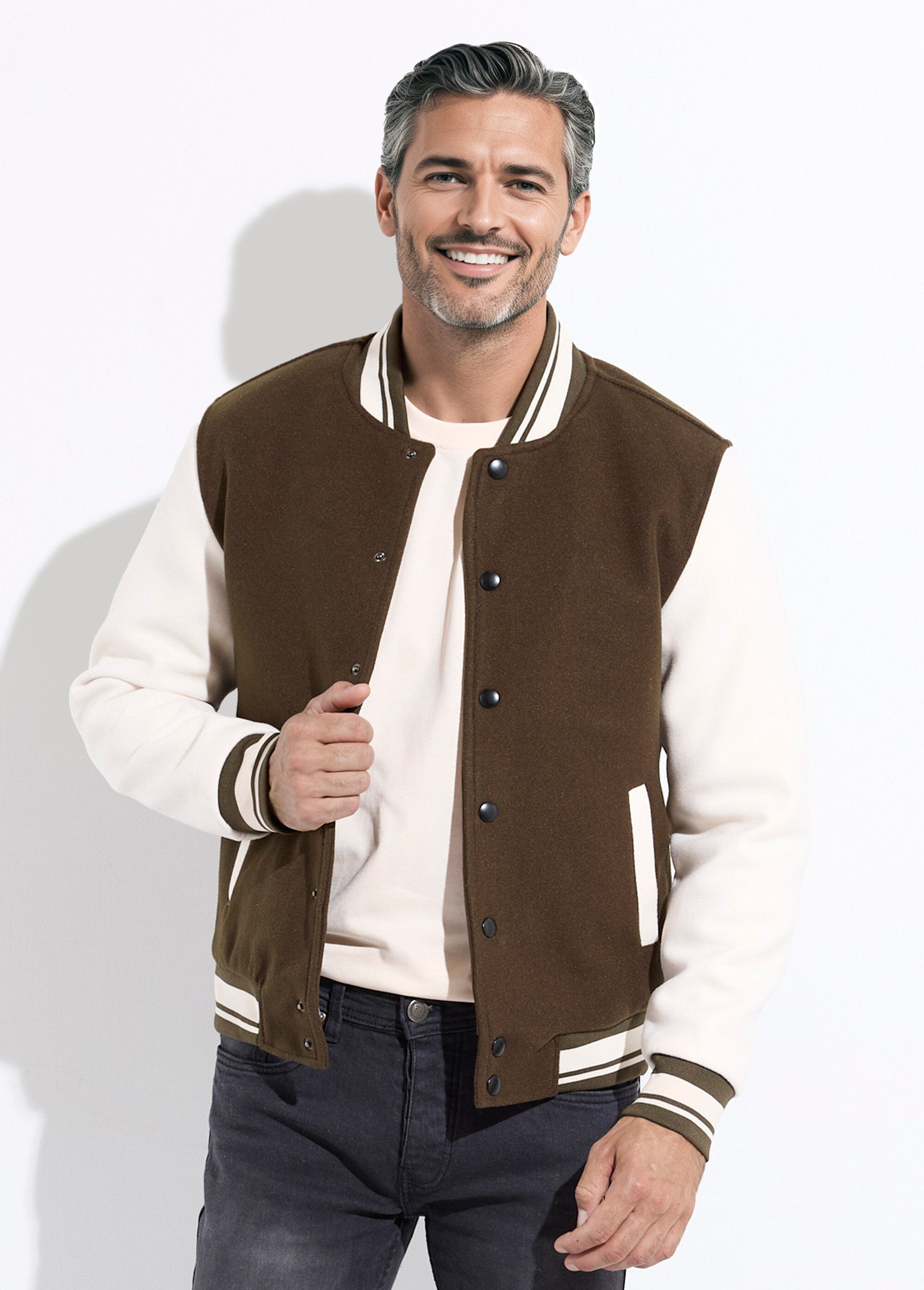 Veste matelassée à pressions façon teddy Homme Vert KYM5175 FA1