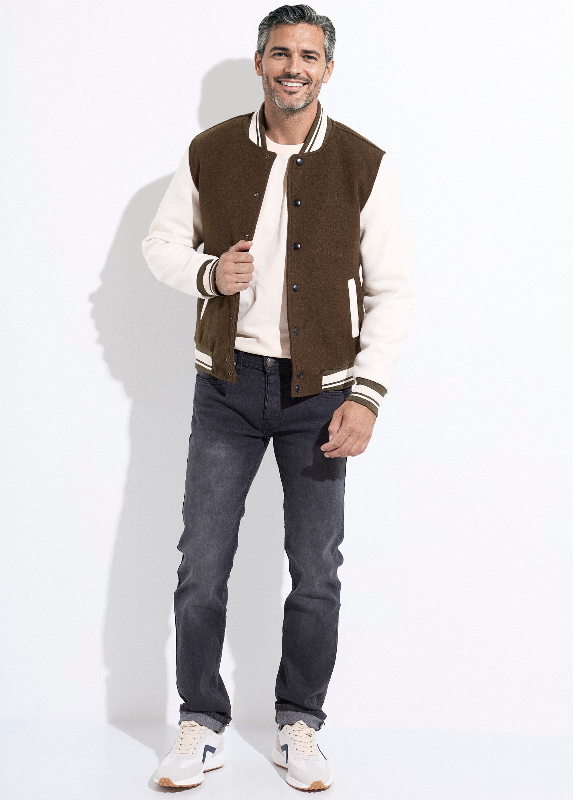 Veste matelassée à pressions façon teddy Homme Vert KYM5175 SF1