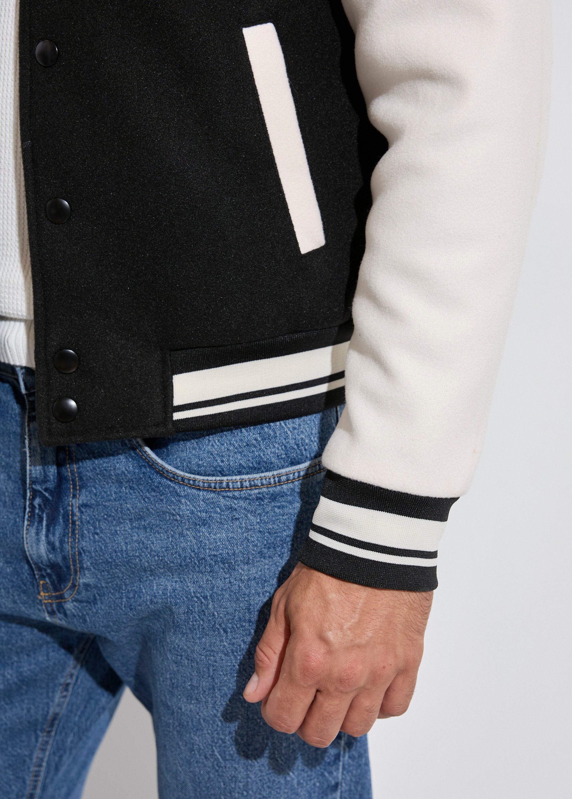 Veste matelassée à pressions façon teddy Homme Noir KYM5175 DE1