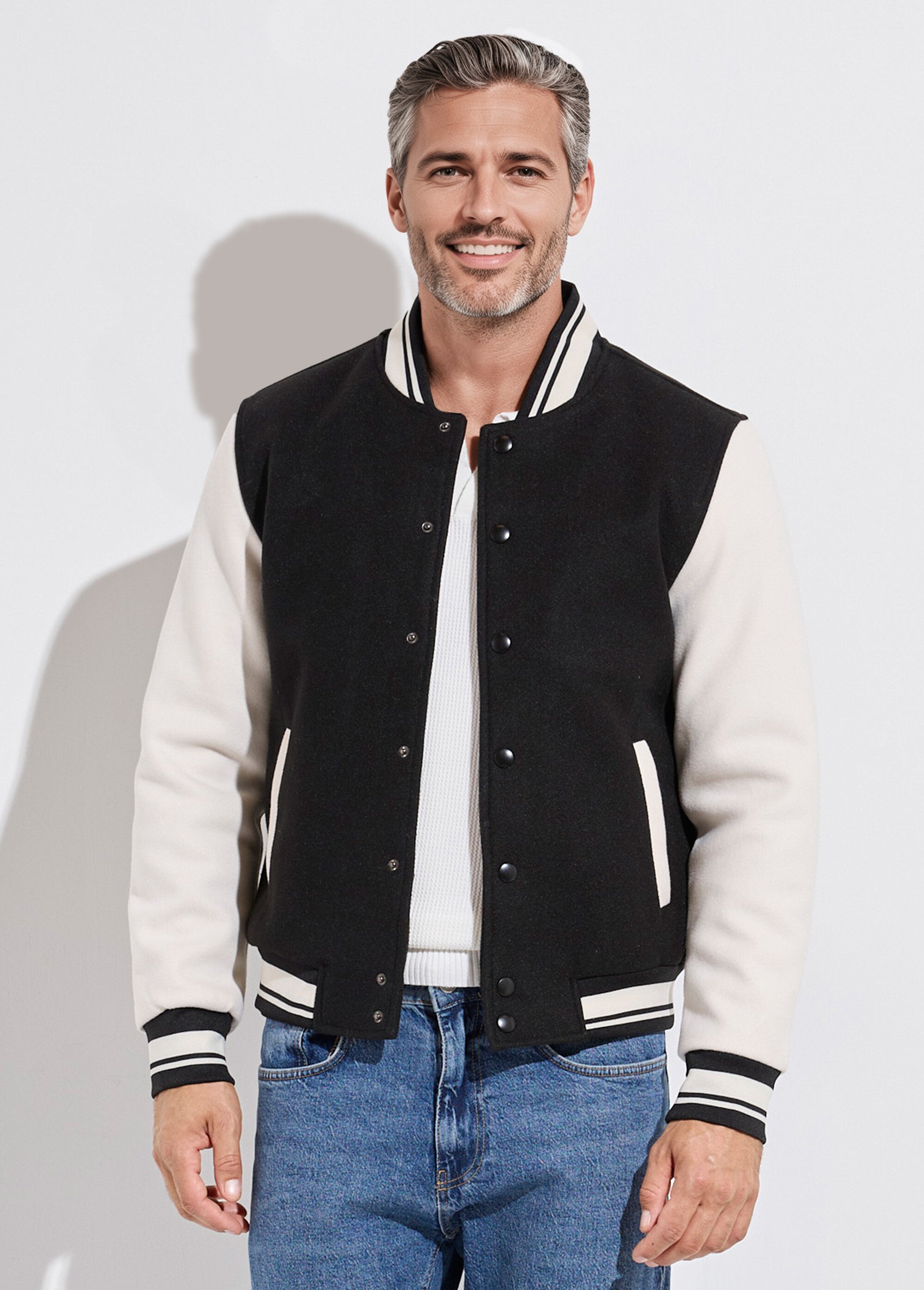 Veste matelassée à pressions façon teddy Homme Noir KYM5175 FA1