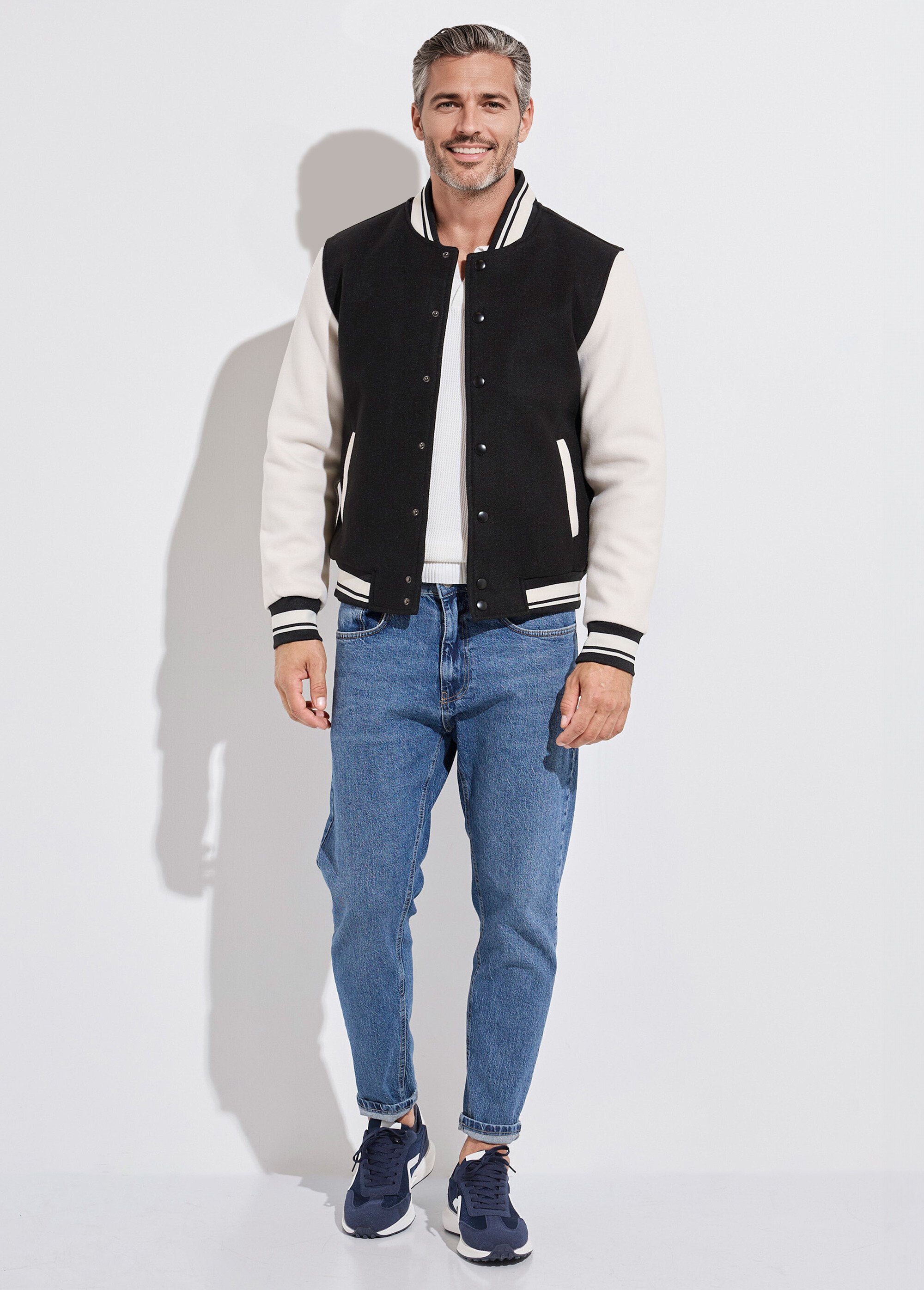 Veste matelassée à pressions façon teddy Homme Noir KYM5175 SF1