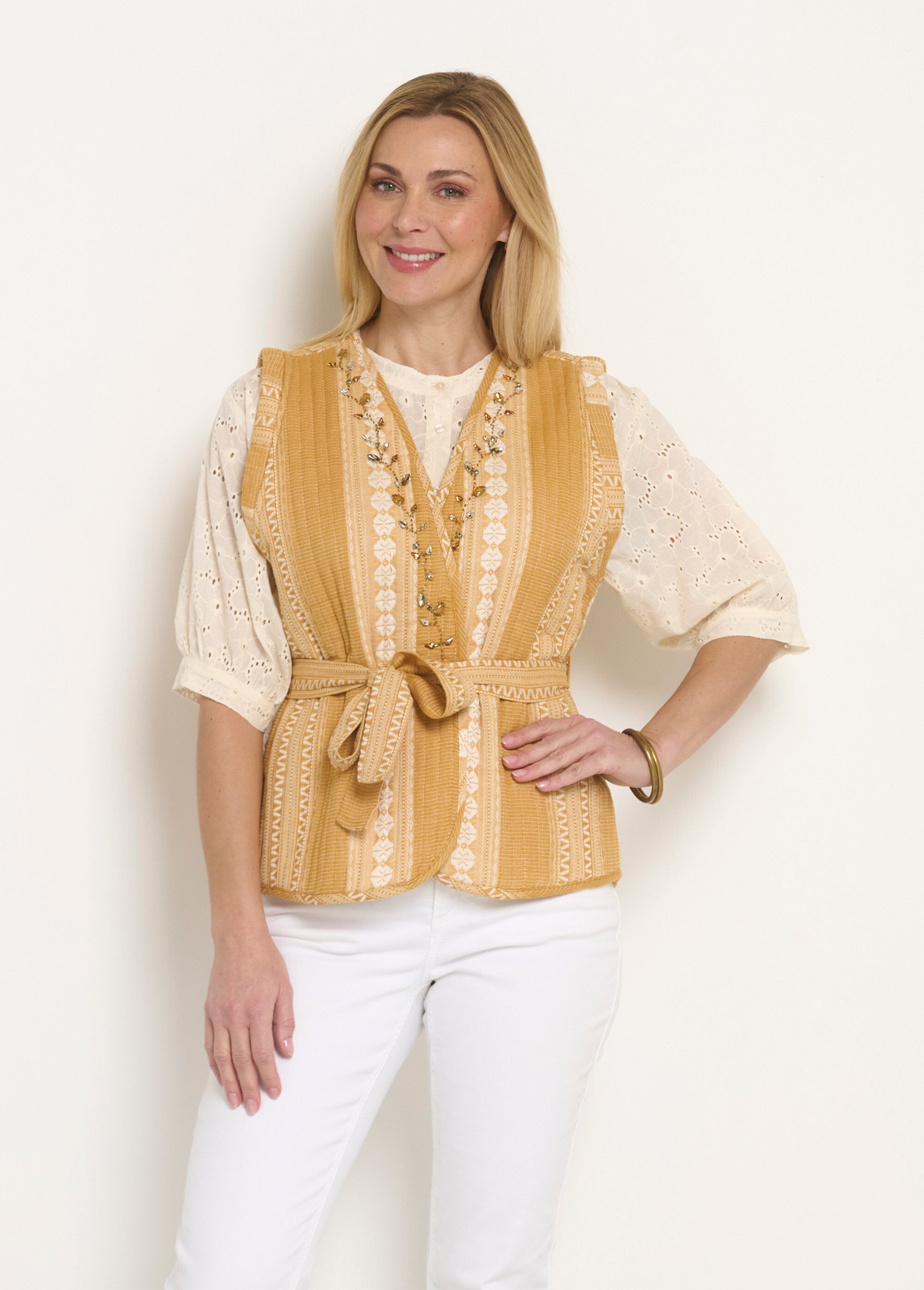 Veste matelassée sans manches détails strass