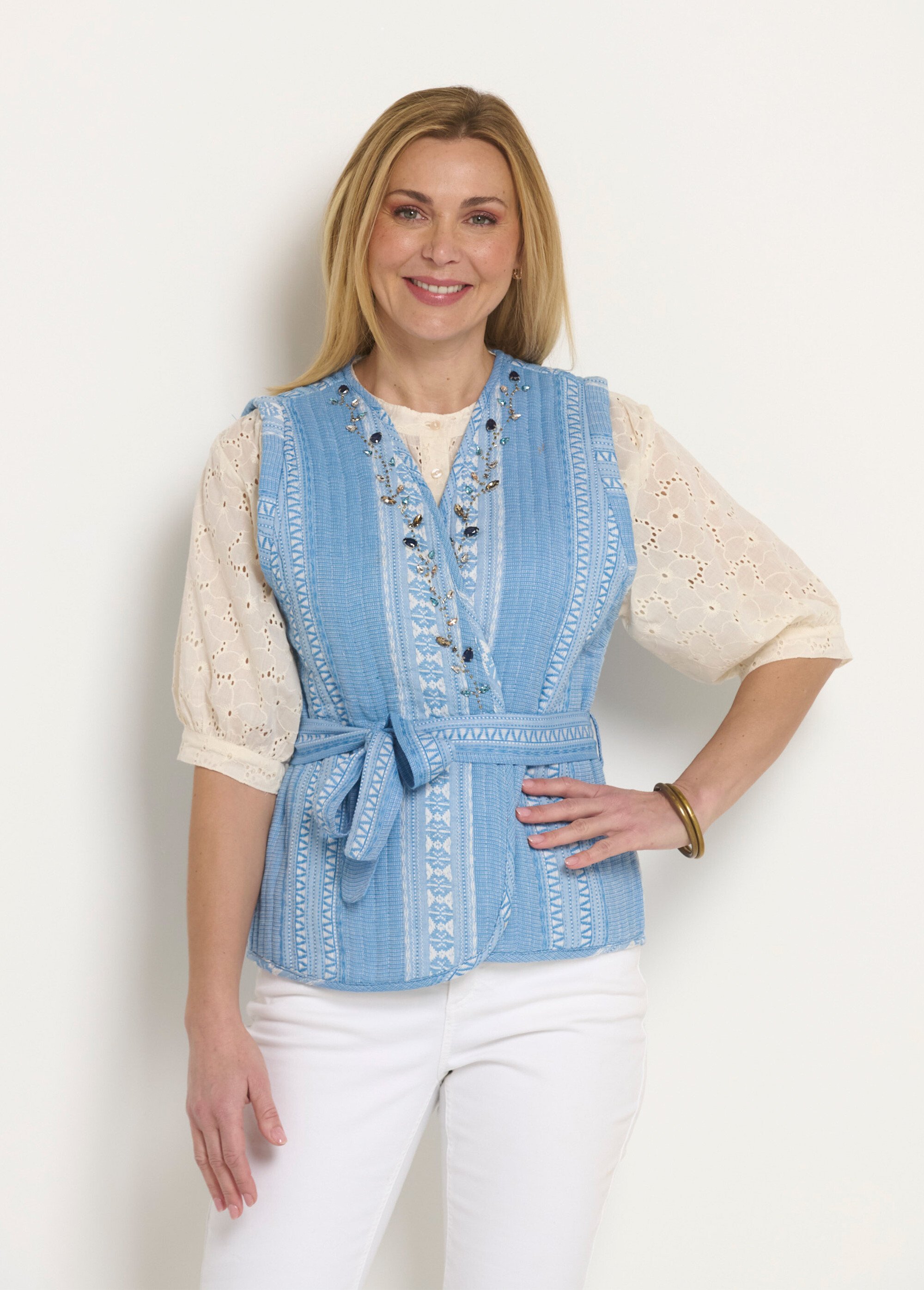 Veste matelassée sans manches détails strass