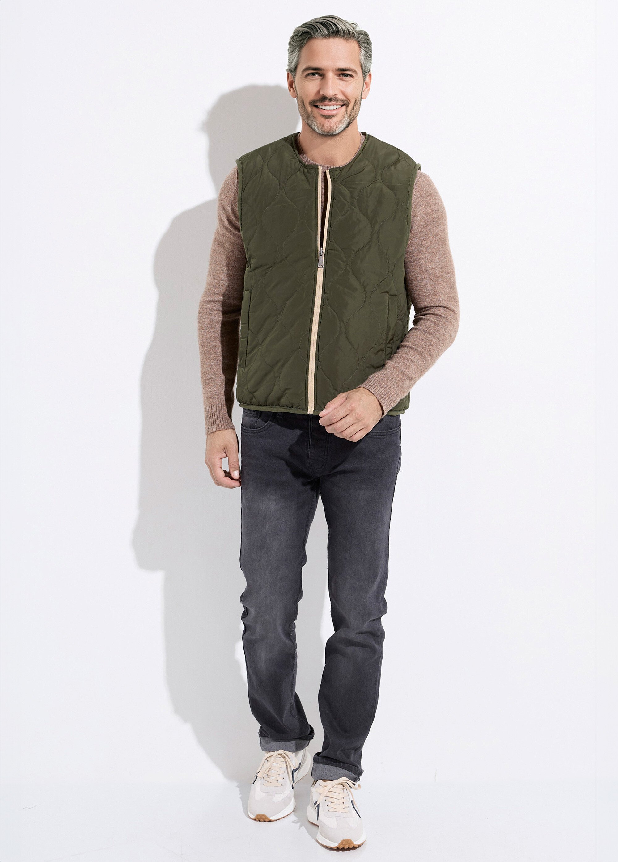 Veste sans manches casual réversible Homme Beige KYM5288 SF1