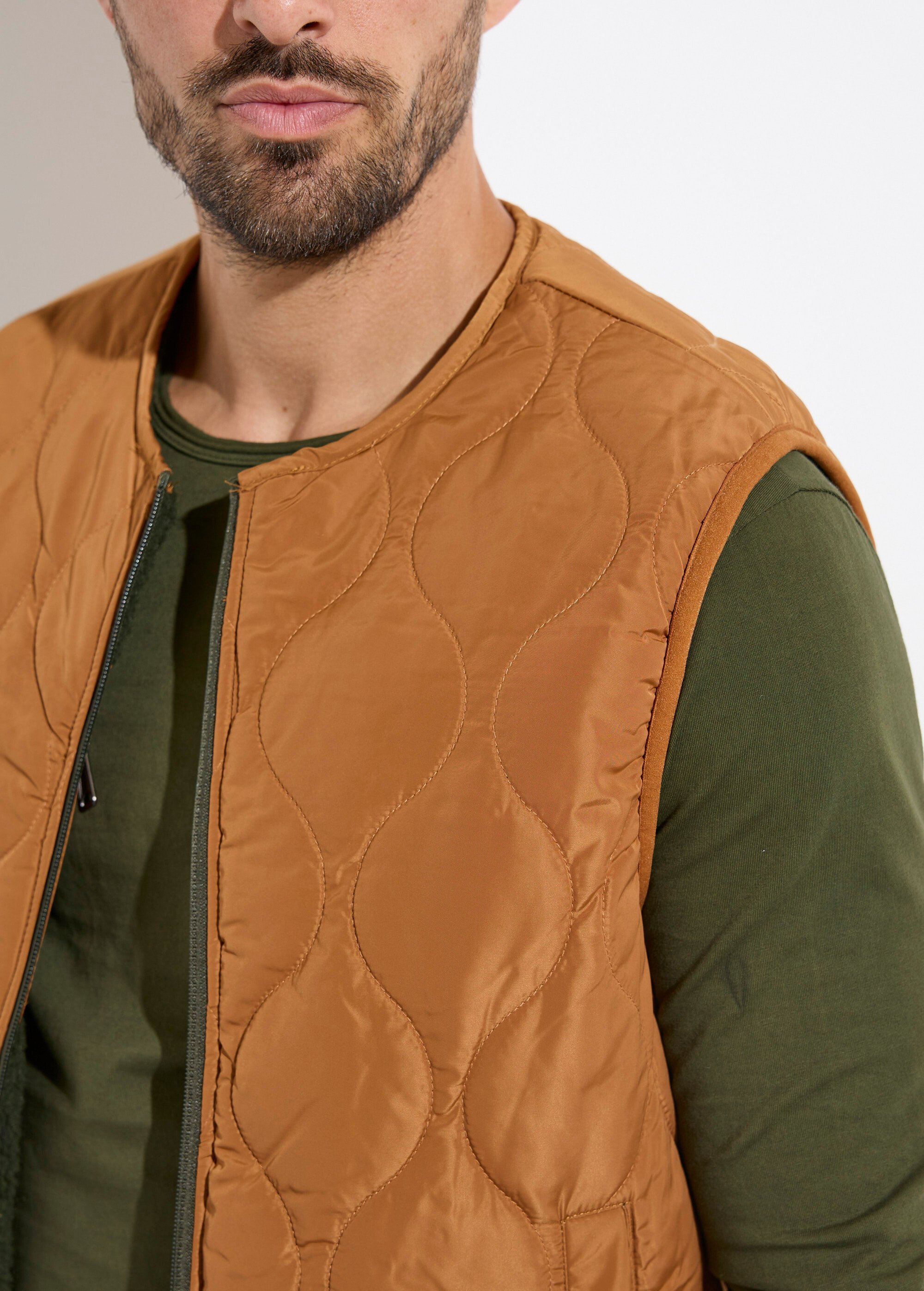 Veste sans manches casual réversible Homme KAKI ET CAMEL KYM5288 DE2