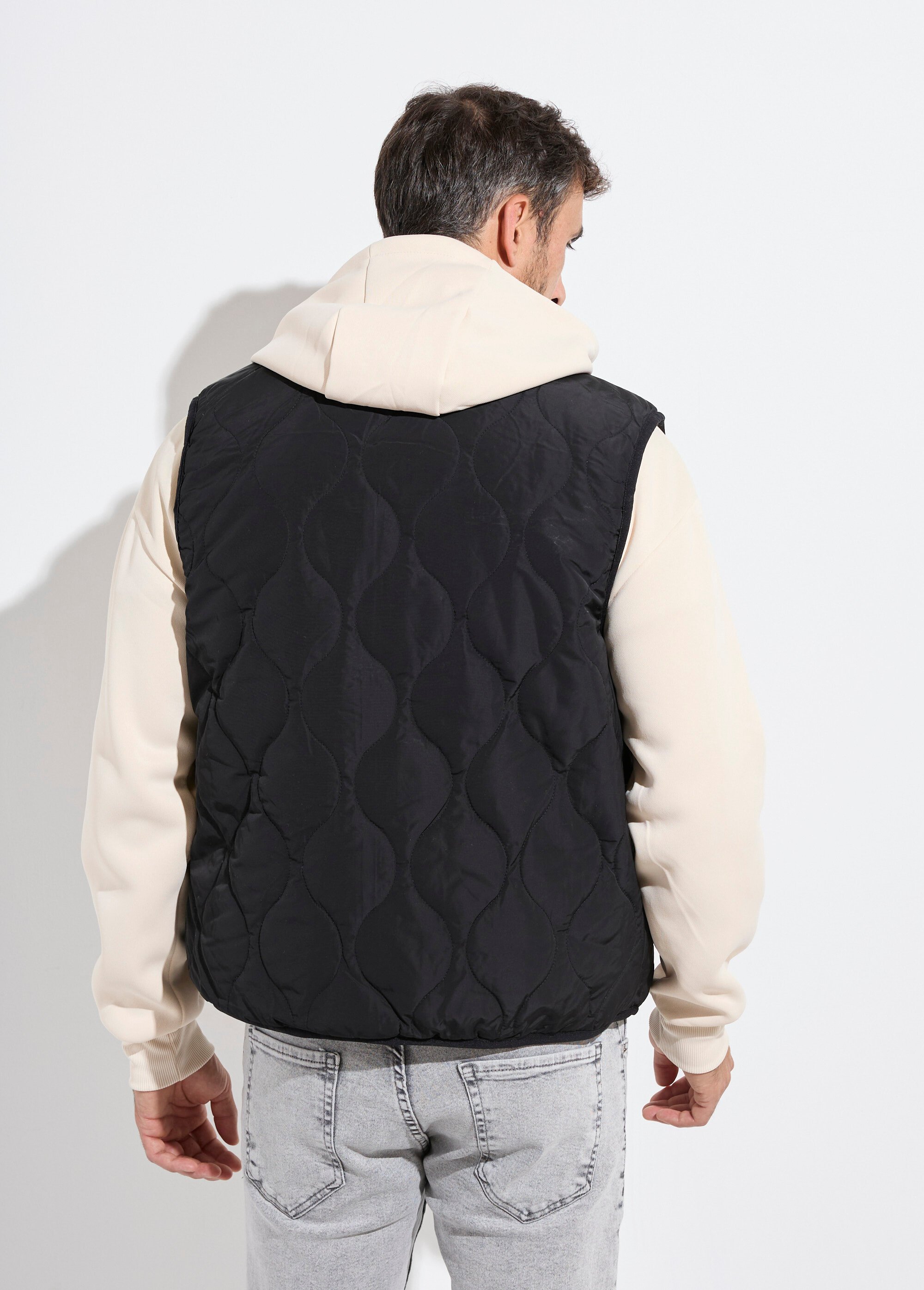 Veste sans manches casual réversible Homme Beige KYM5288 DO1