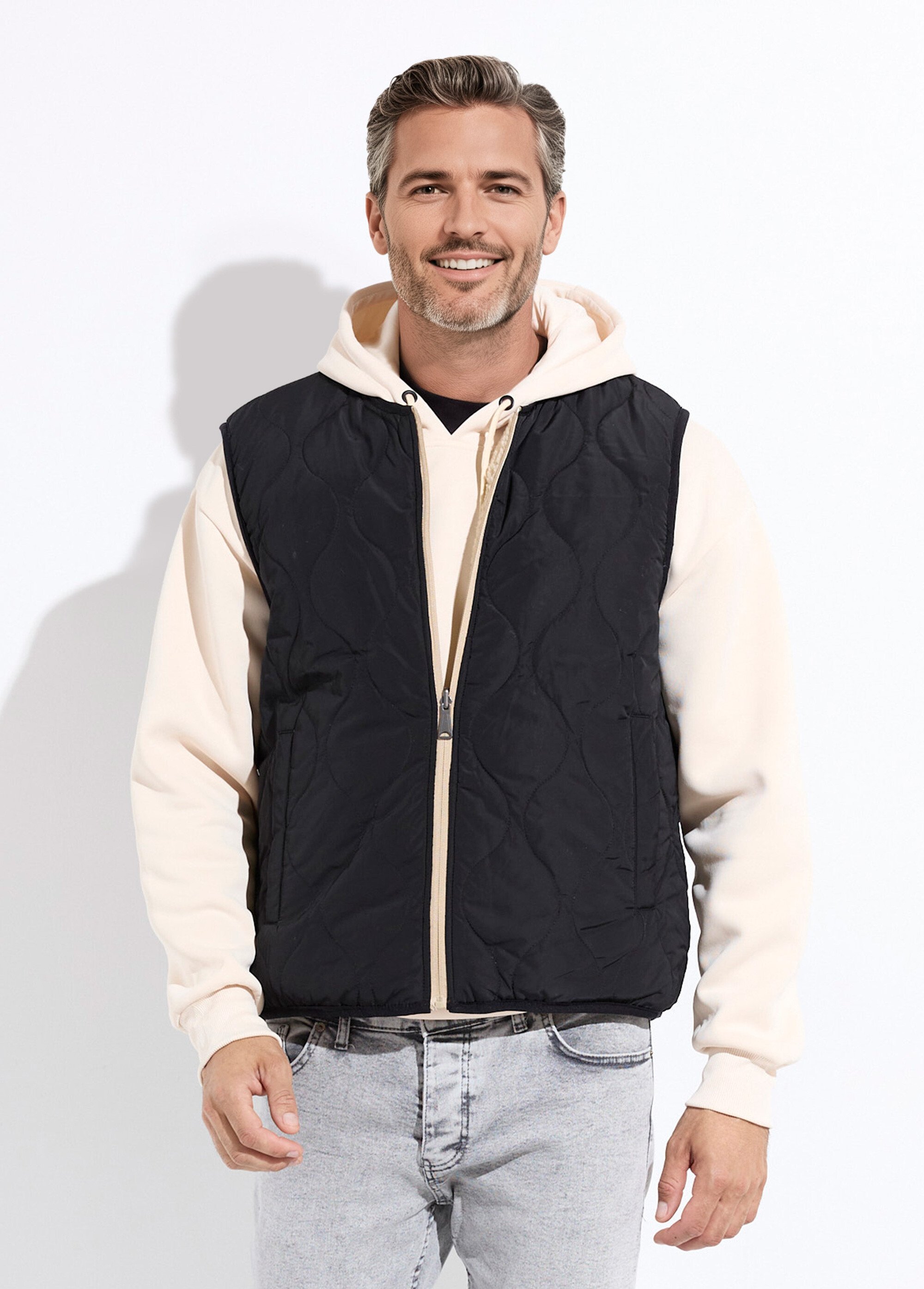 Veste sans manches casual réversible Homme Beige KYM5288 FA2