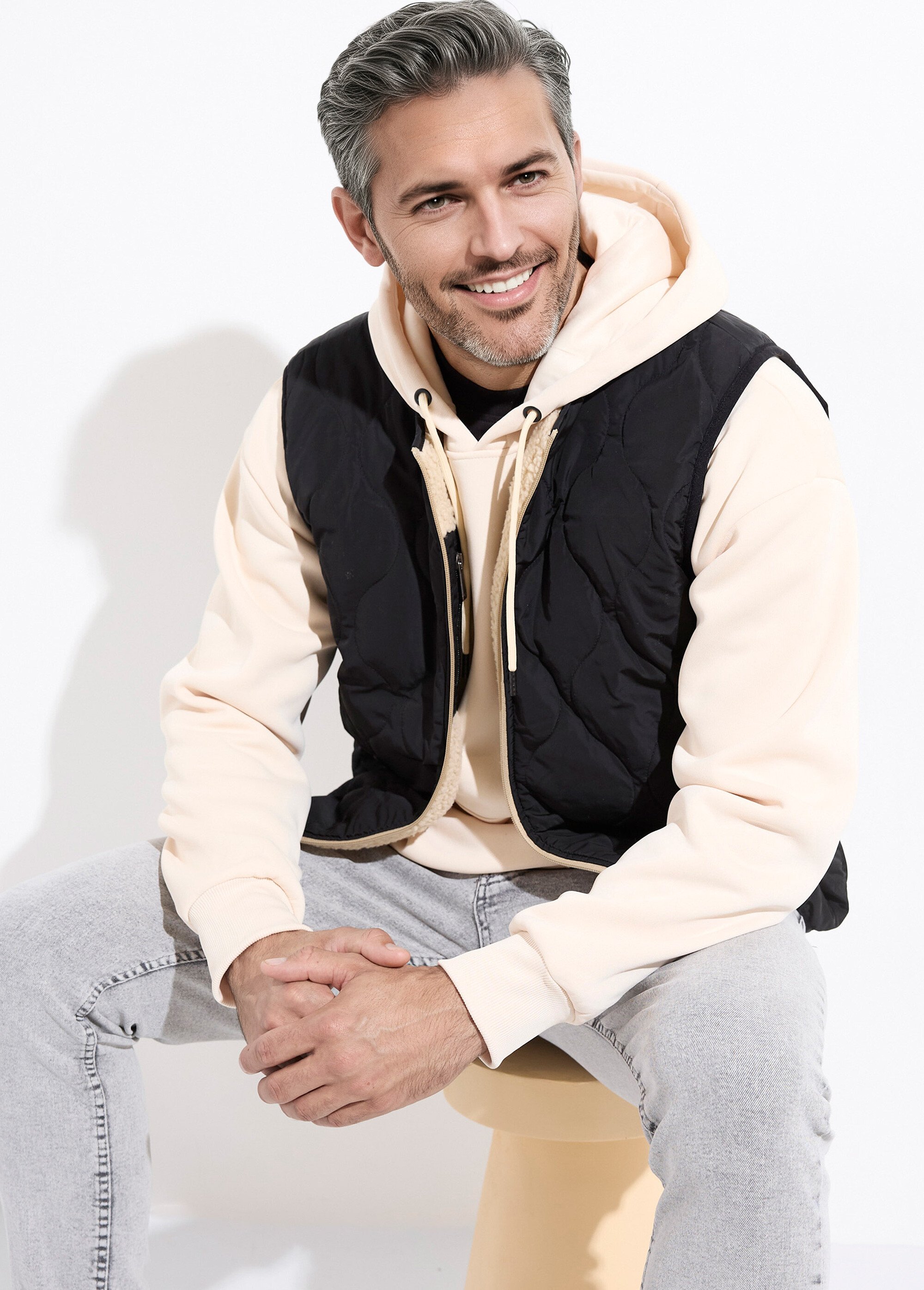 Veste sans manches casual réversible Homme Beige KYM5288 MV1