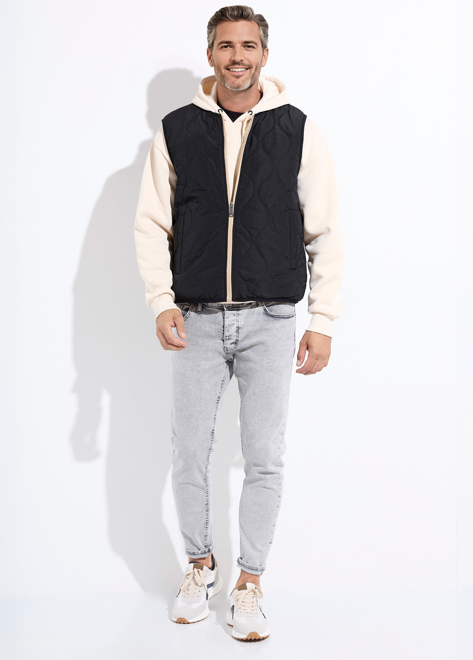 Veste sans manches casual réversible Homme Beige KYM5288 SF1