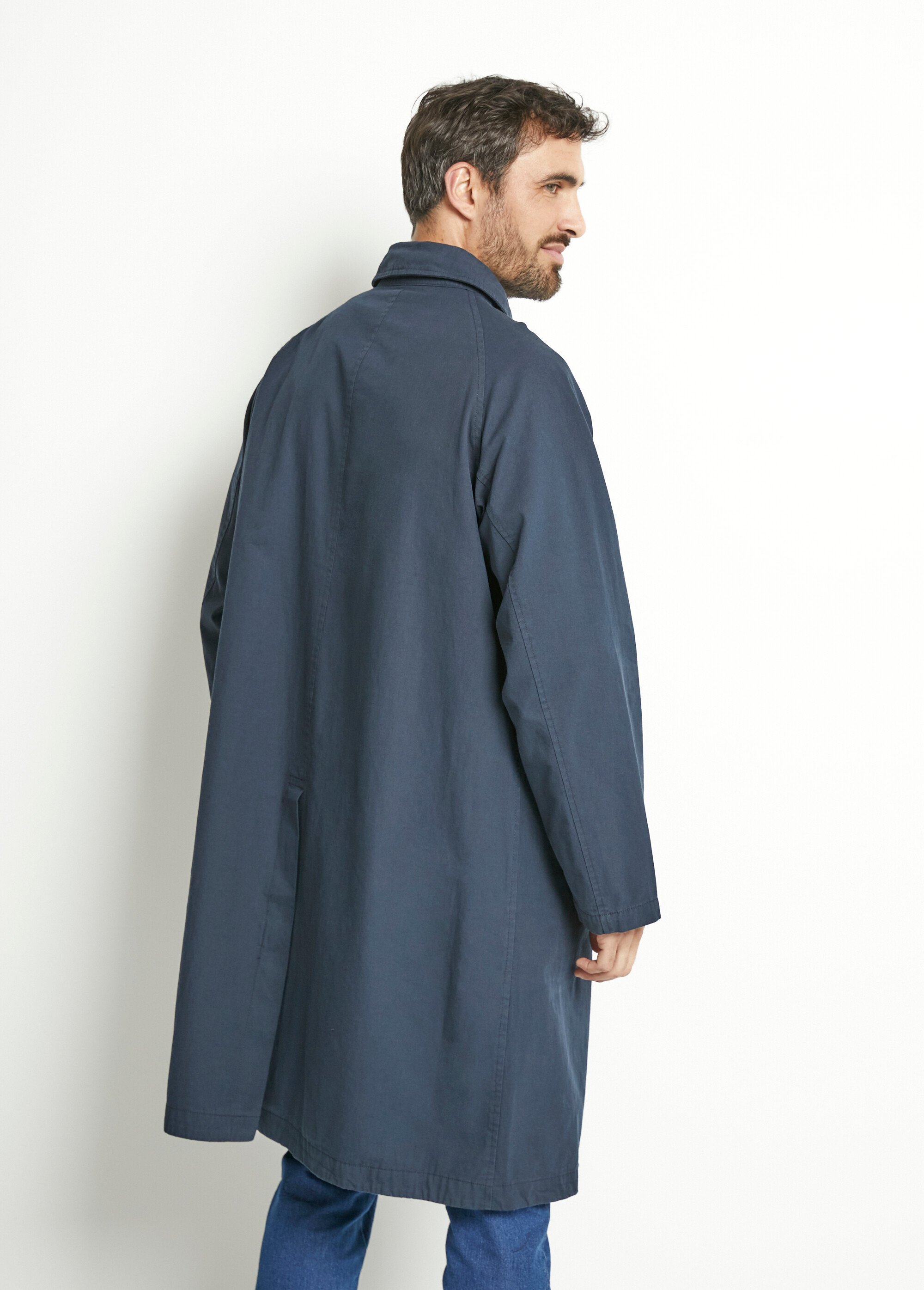 Trench long en gabardine