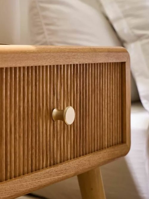 AVA Chevet effet lamellé, pieds compas BEIGE CAL-14908133 DE1