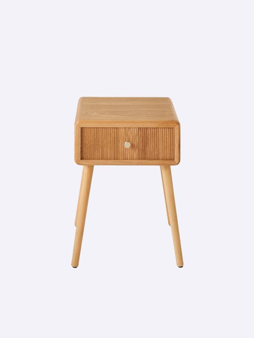 AVA Chevet effet lamellé, pieds compas BEIGE CAL-14908133 FA1