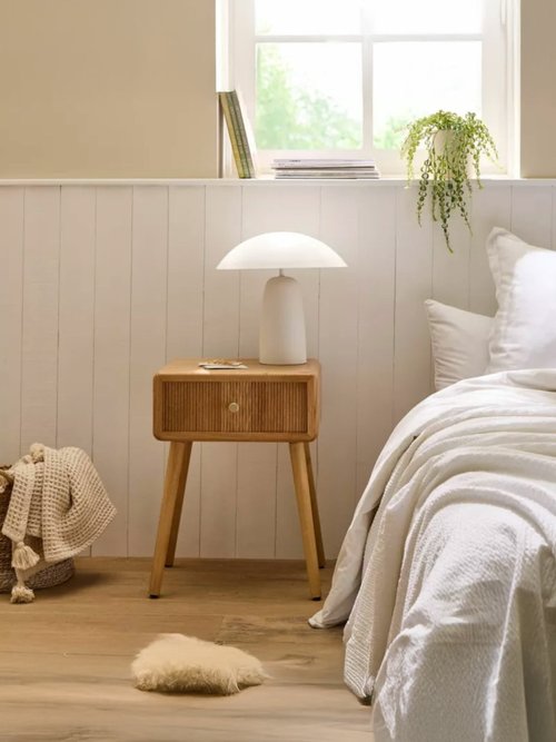 AVA Chevet effet lamellé, pieds compas BEIGE CAL-14908133 SI1