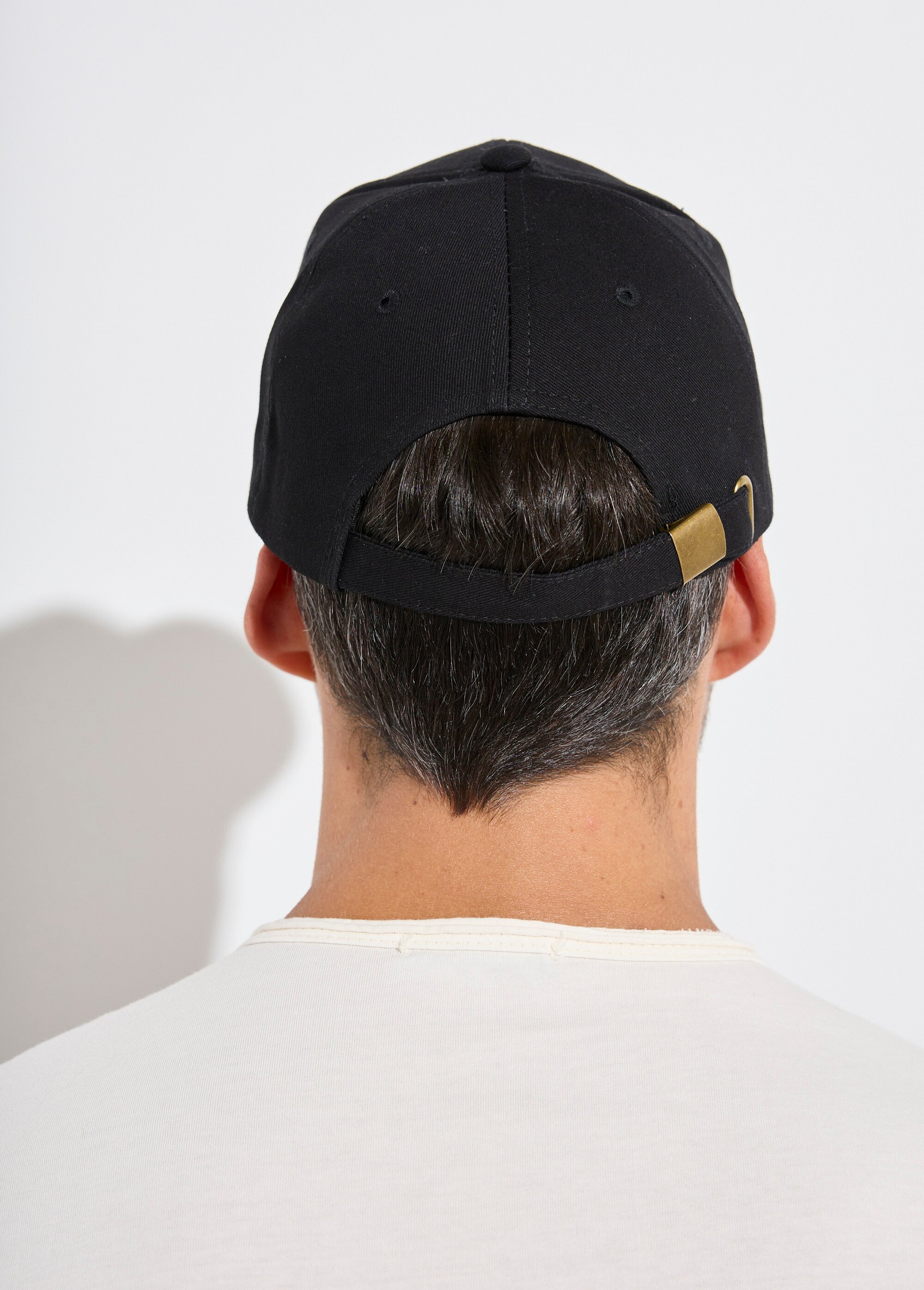 Casquette en twill de coton patch gomme Homme Noir KYMKS101 DO1