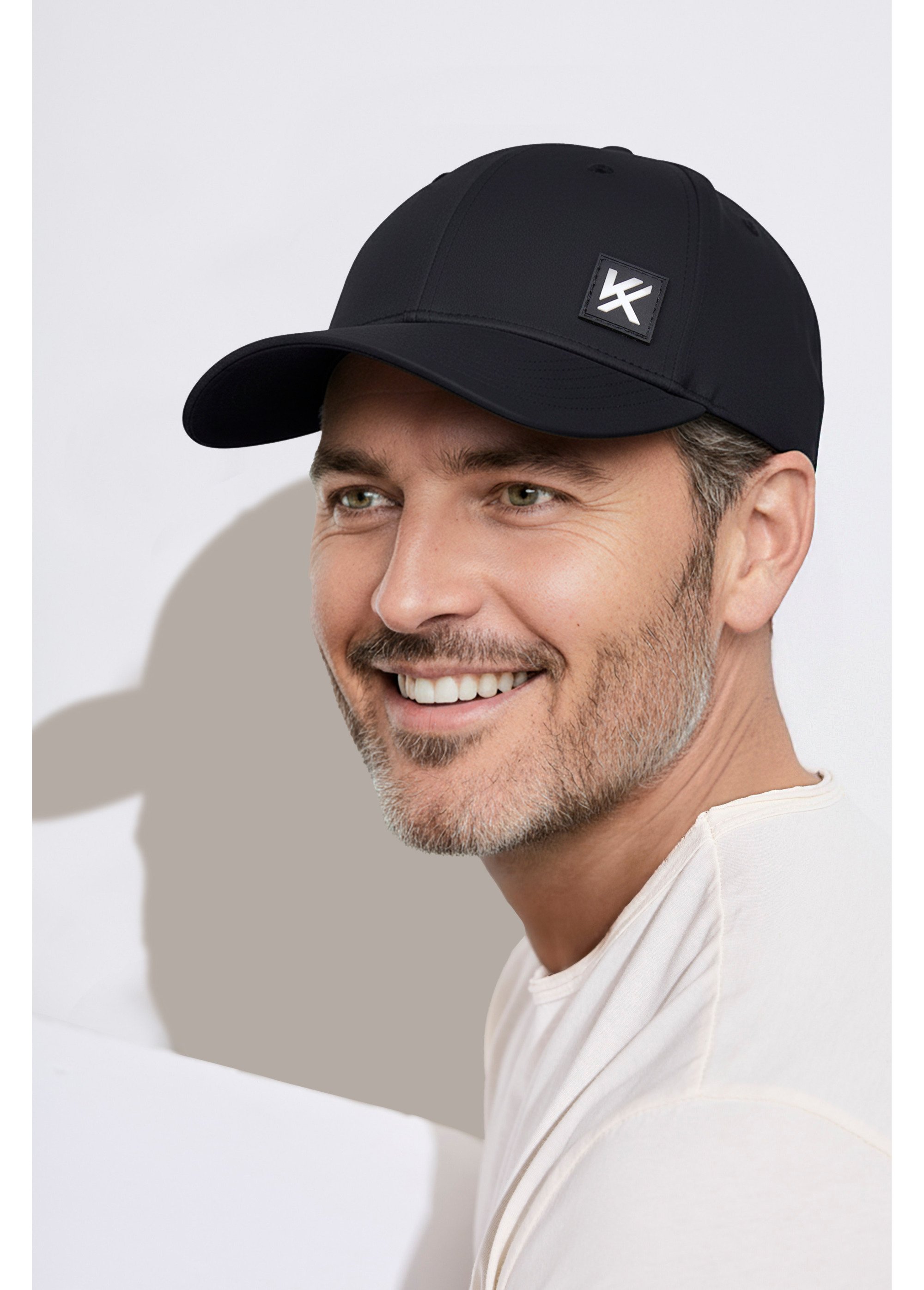 Casquette en twill de coton patch gomme Homme Noir KYMKS101 FA1