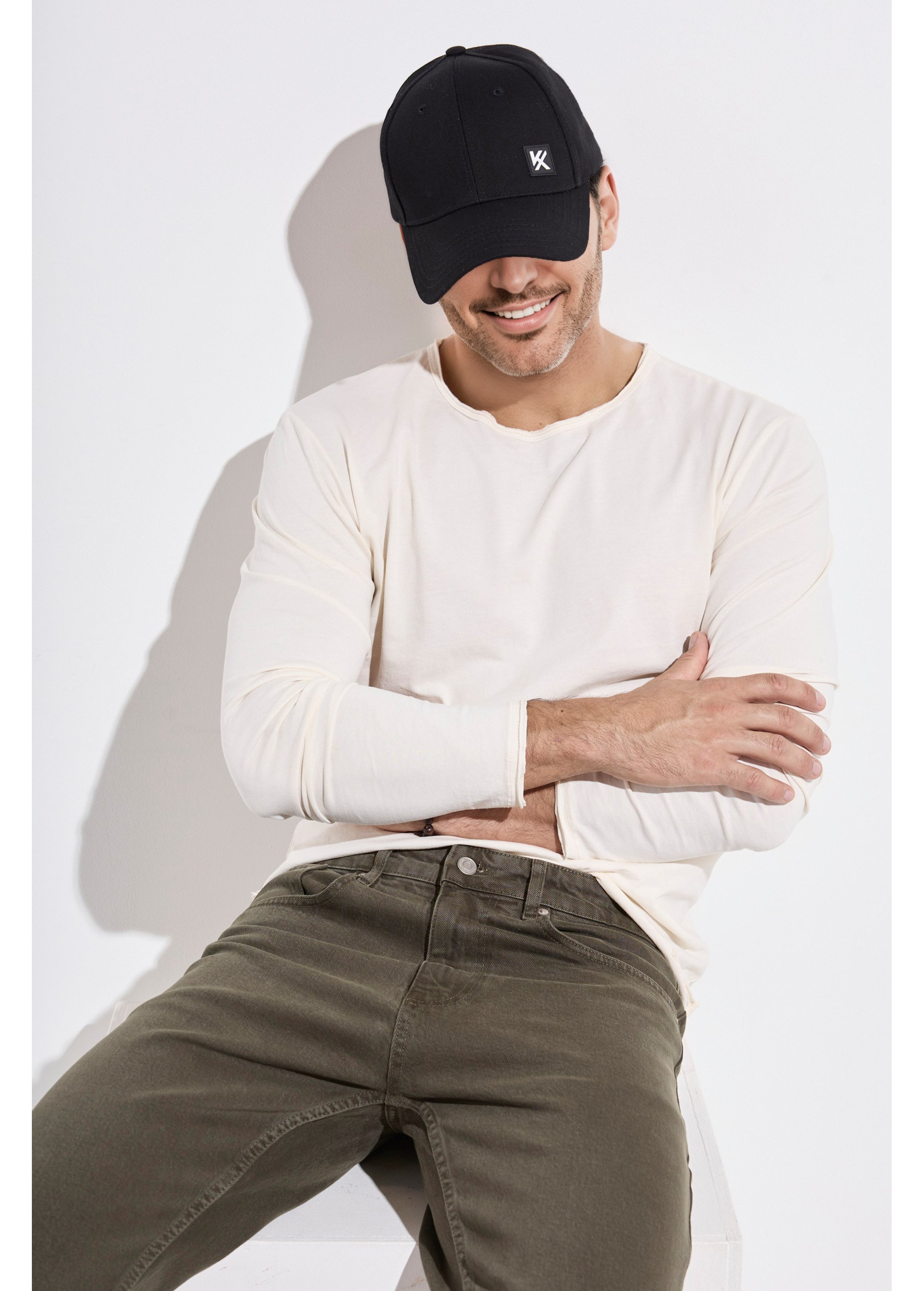 Casquette en twill de coton patch gomme Homme Noir KYMKS101 SF1