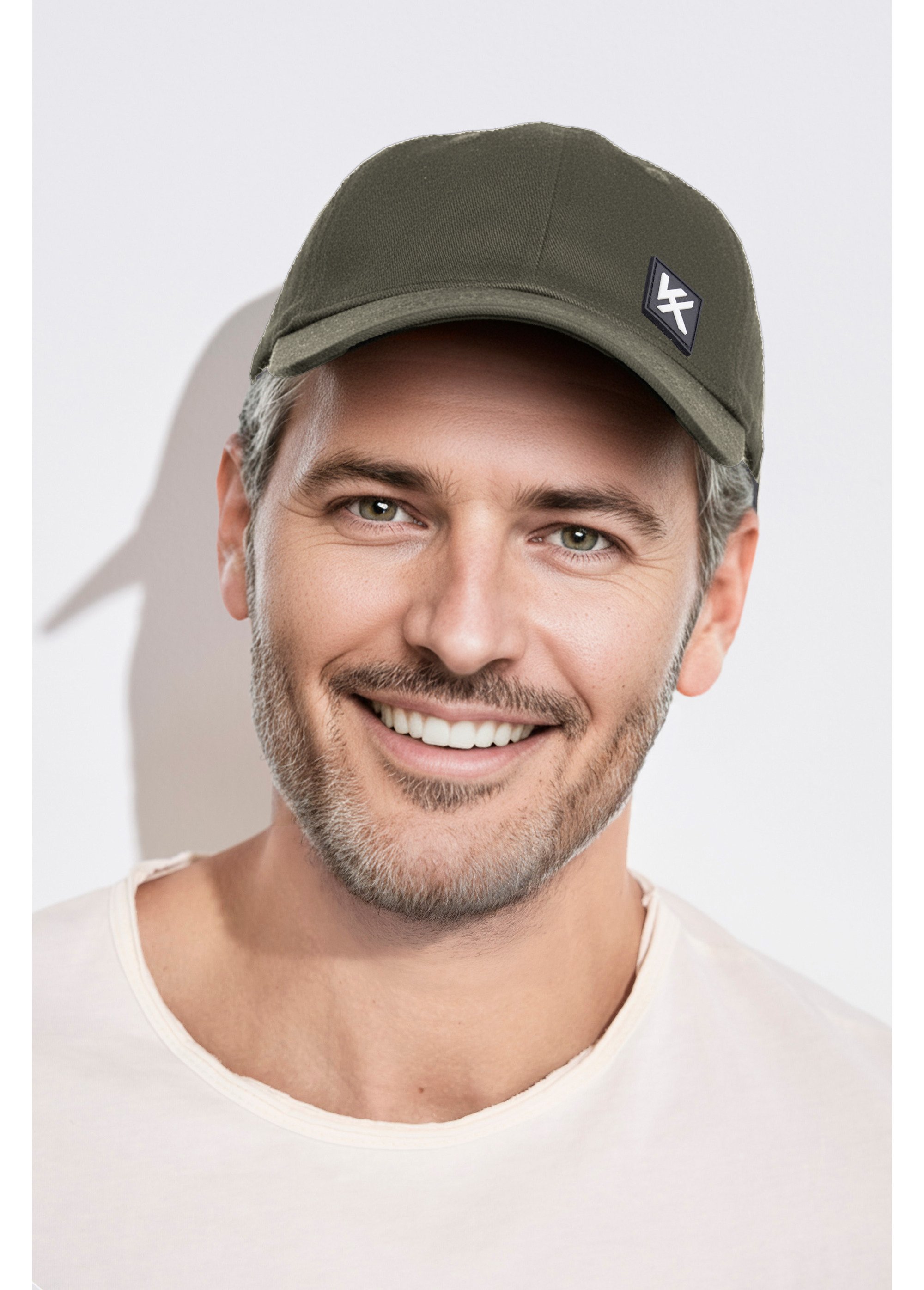 Casquette en twill de coton patch gomme