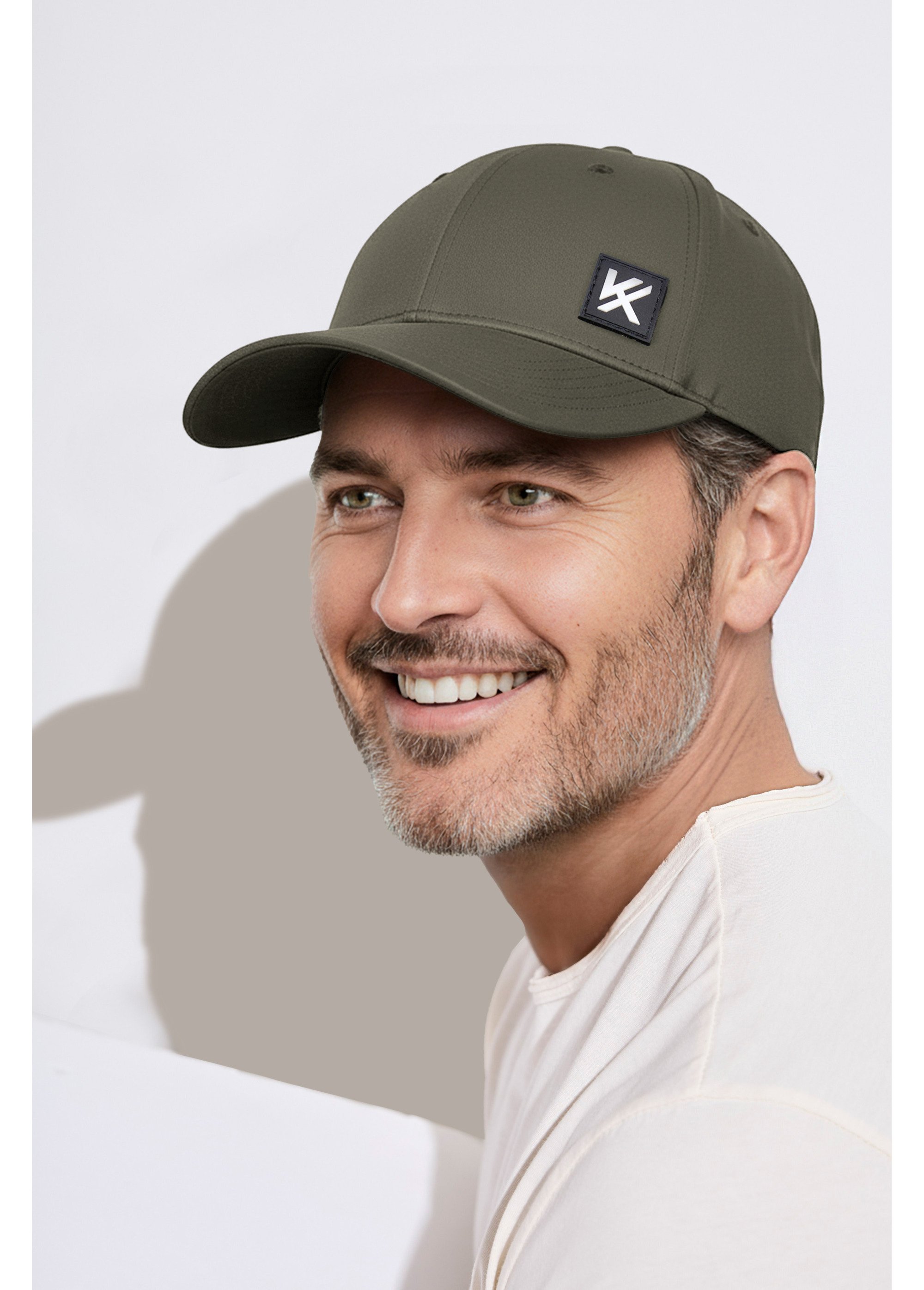 Casquette en twill de coton patch gomme Homme Vert KYMKS101 FA1