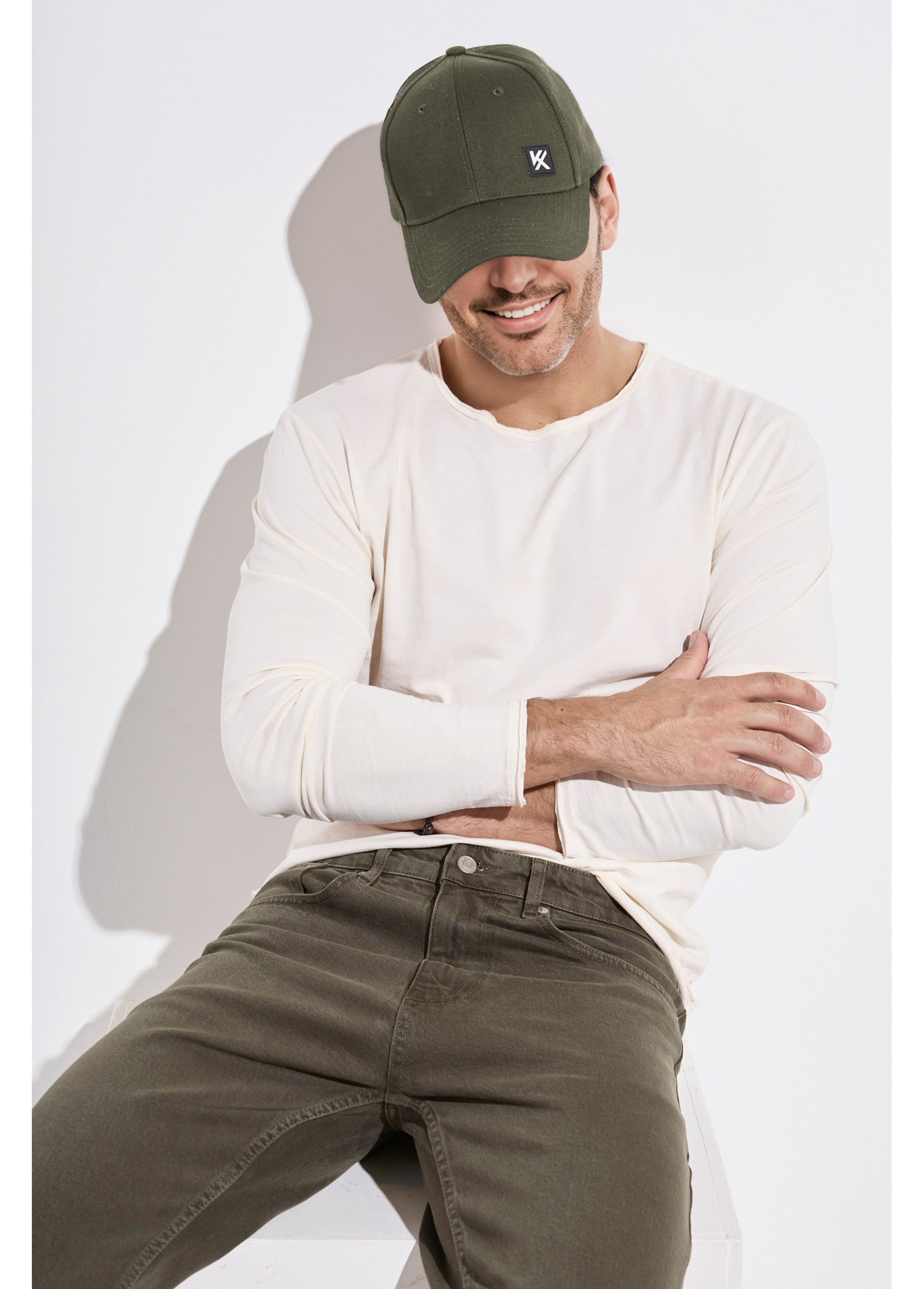 Casquette en twill de coton patch gomme Homme Vert KYMKS101 SF1