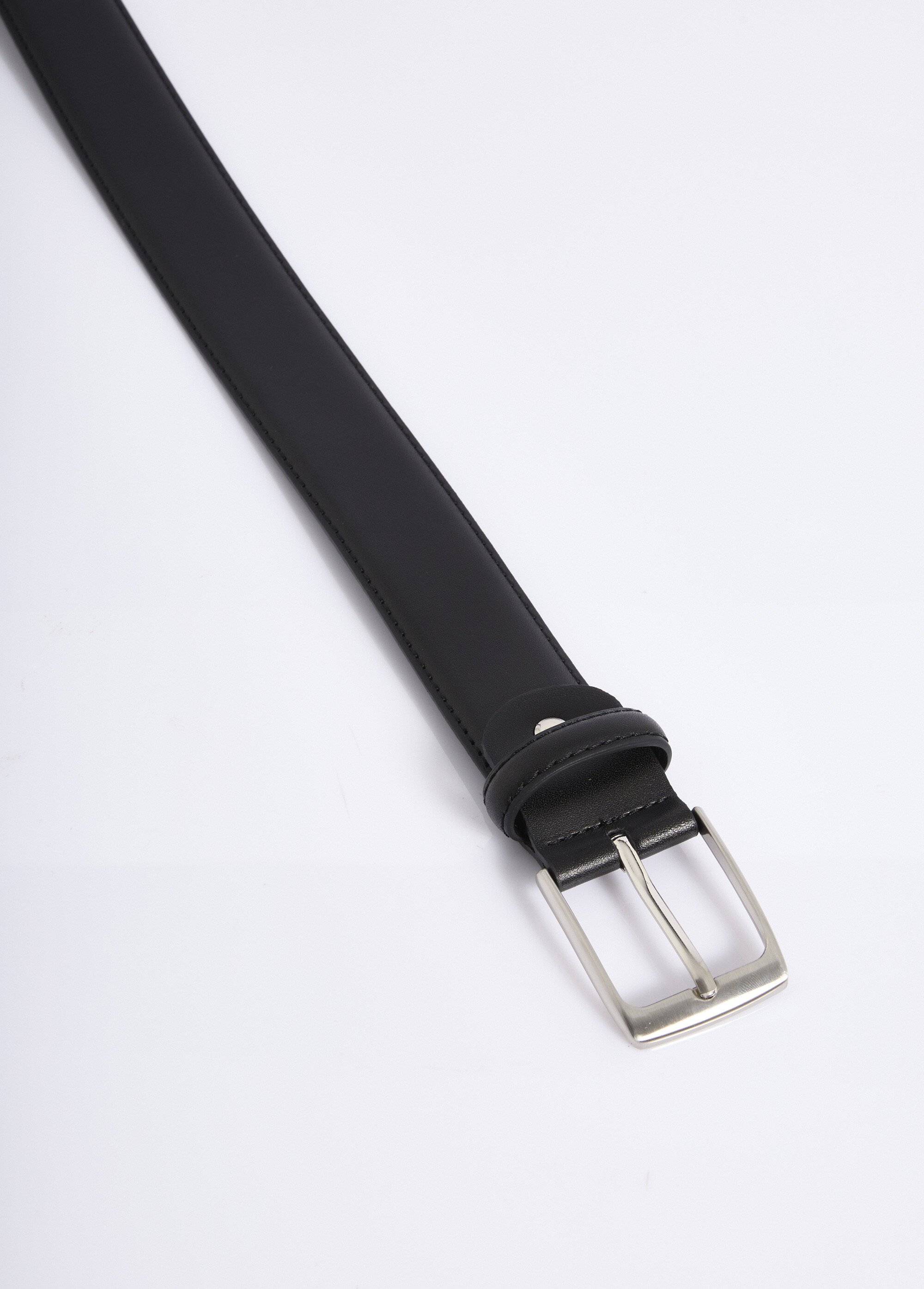 Ceinture en simili cuir, boucle métal Homme Noir NES203MBLT15 DE1