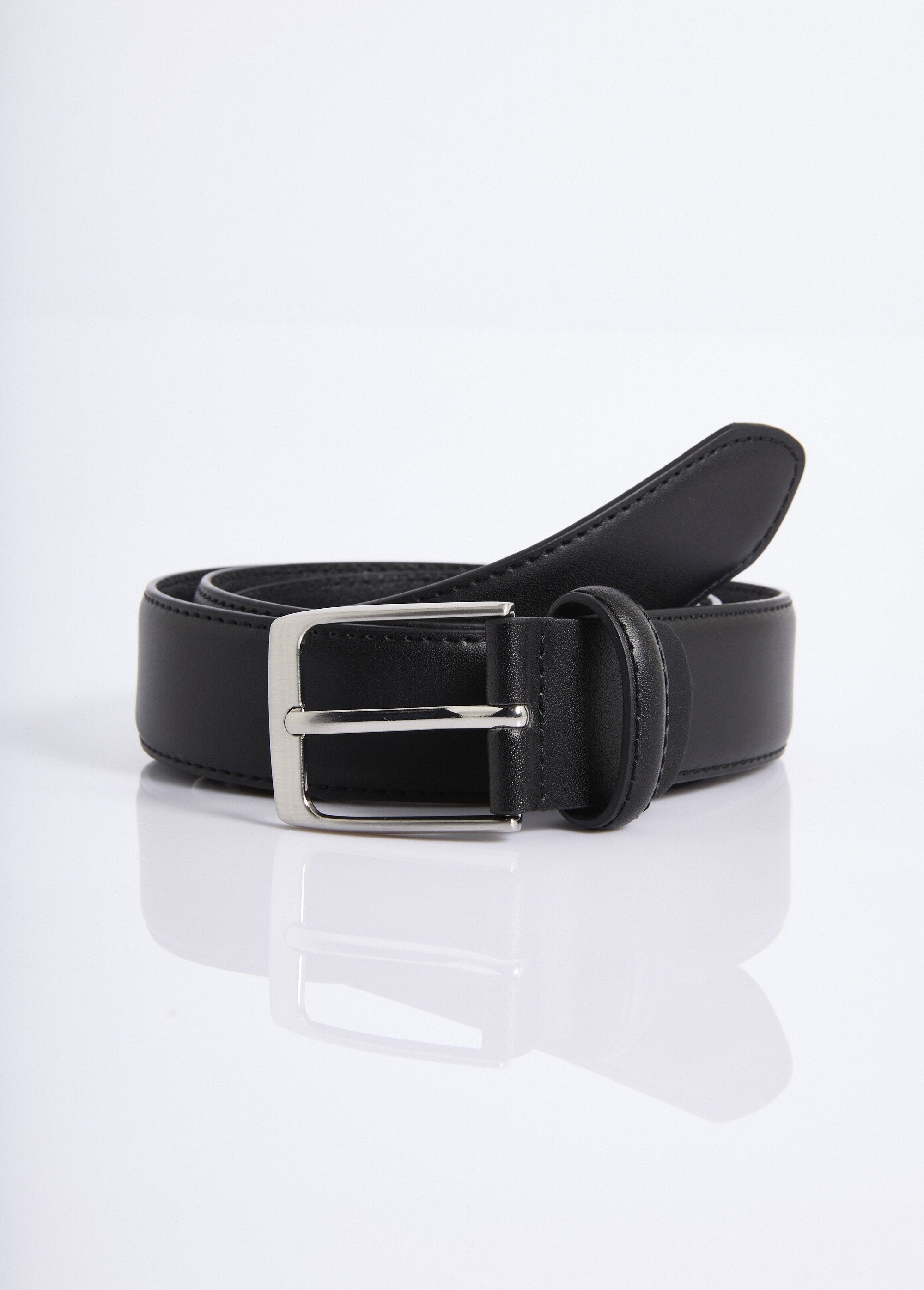 Ceinture en simili cuir, boucle métal Homme Noir NES203MBLT15 FA1