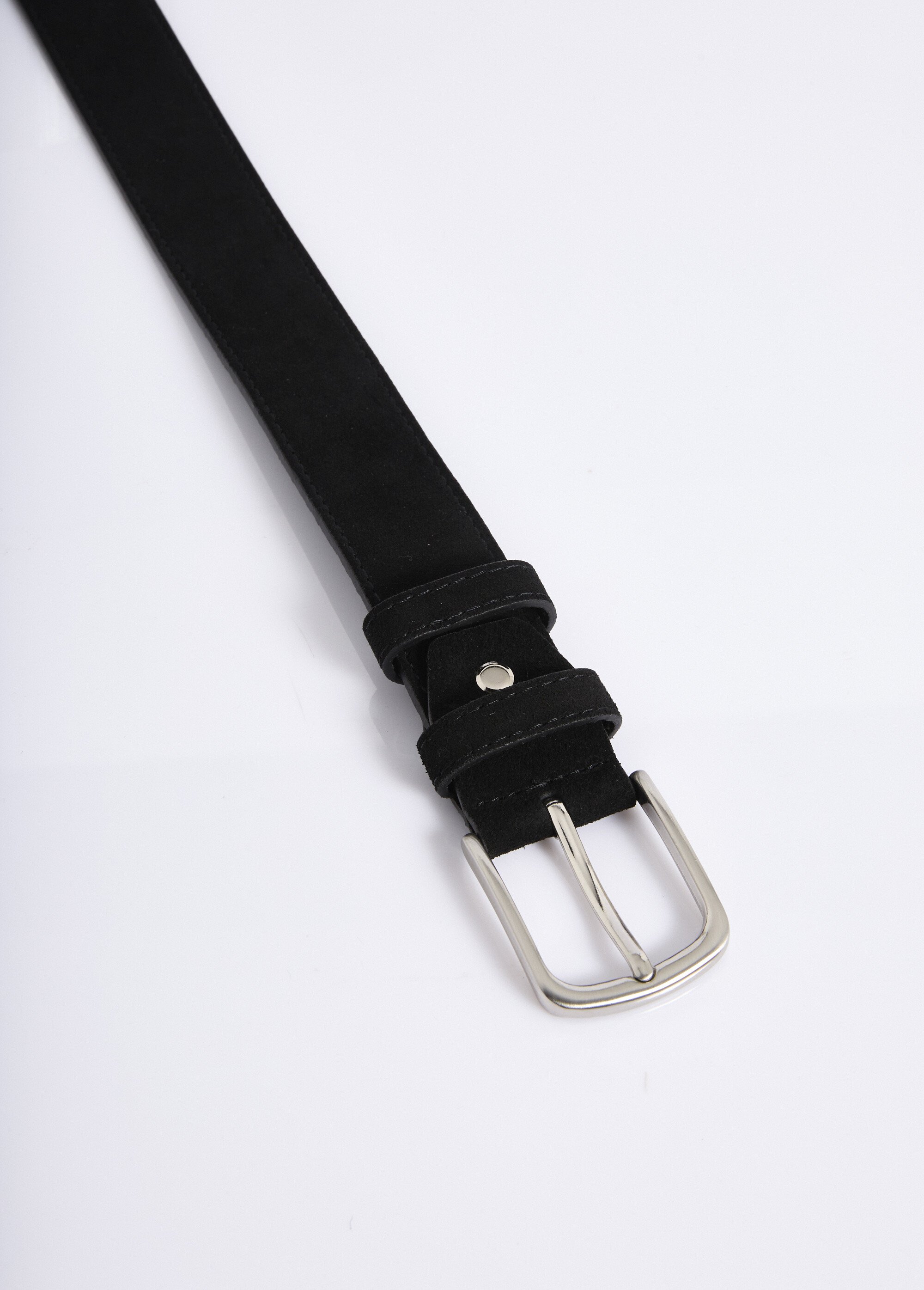 Ceinture en suédine avec boucle métal Homme Noir NES203MBLT2302 DE1