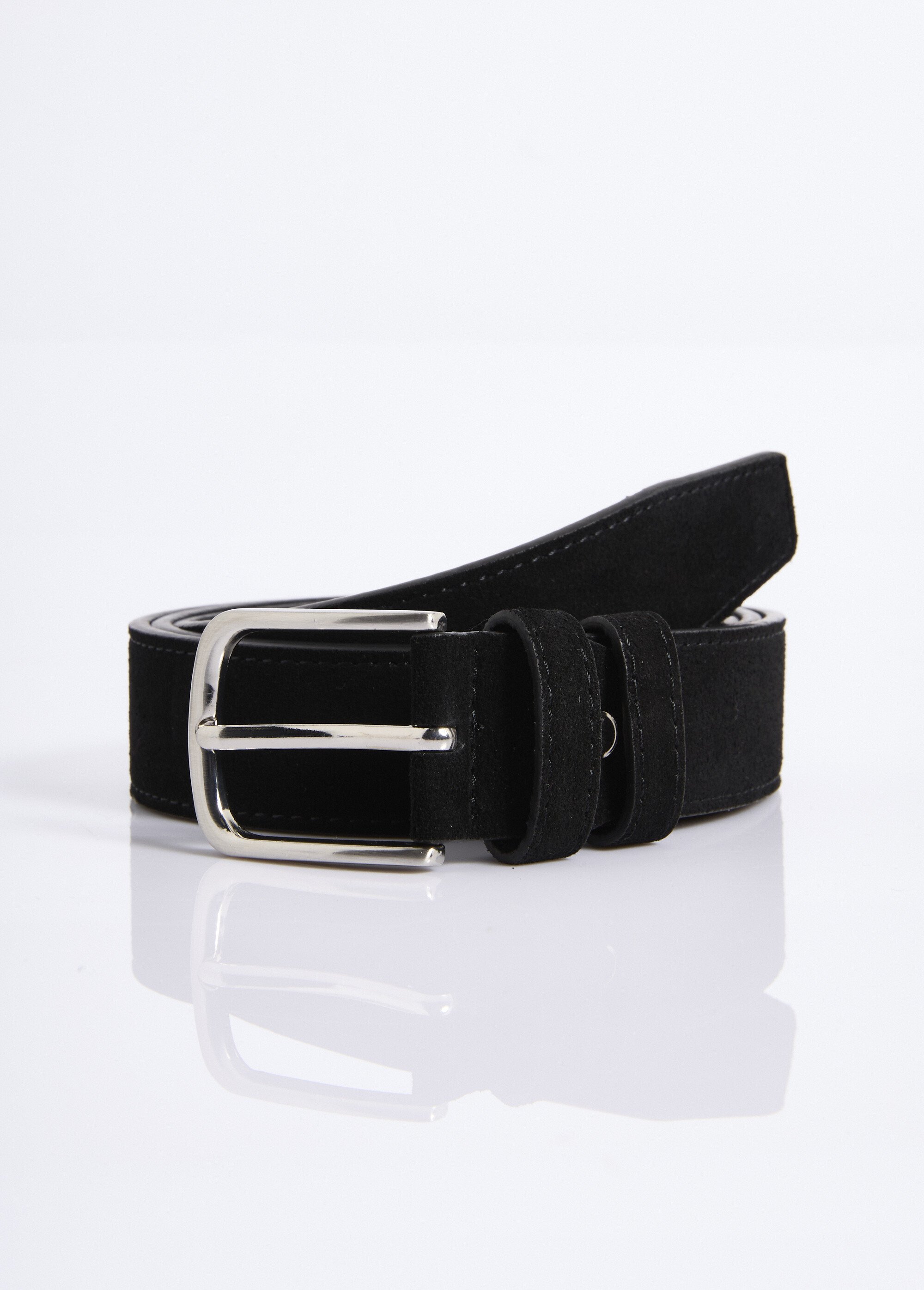 Ceinture en suédine avec boucle métal Homme Noir NES203MBLT2302 FA1