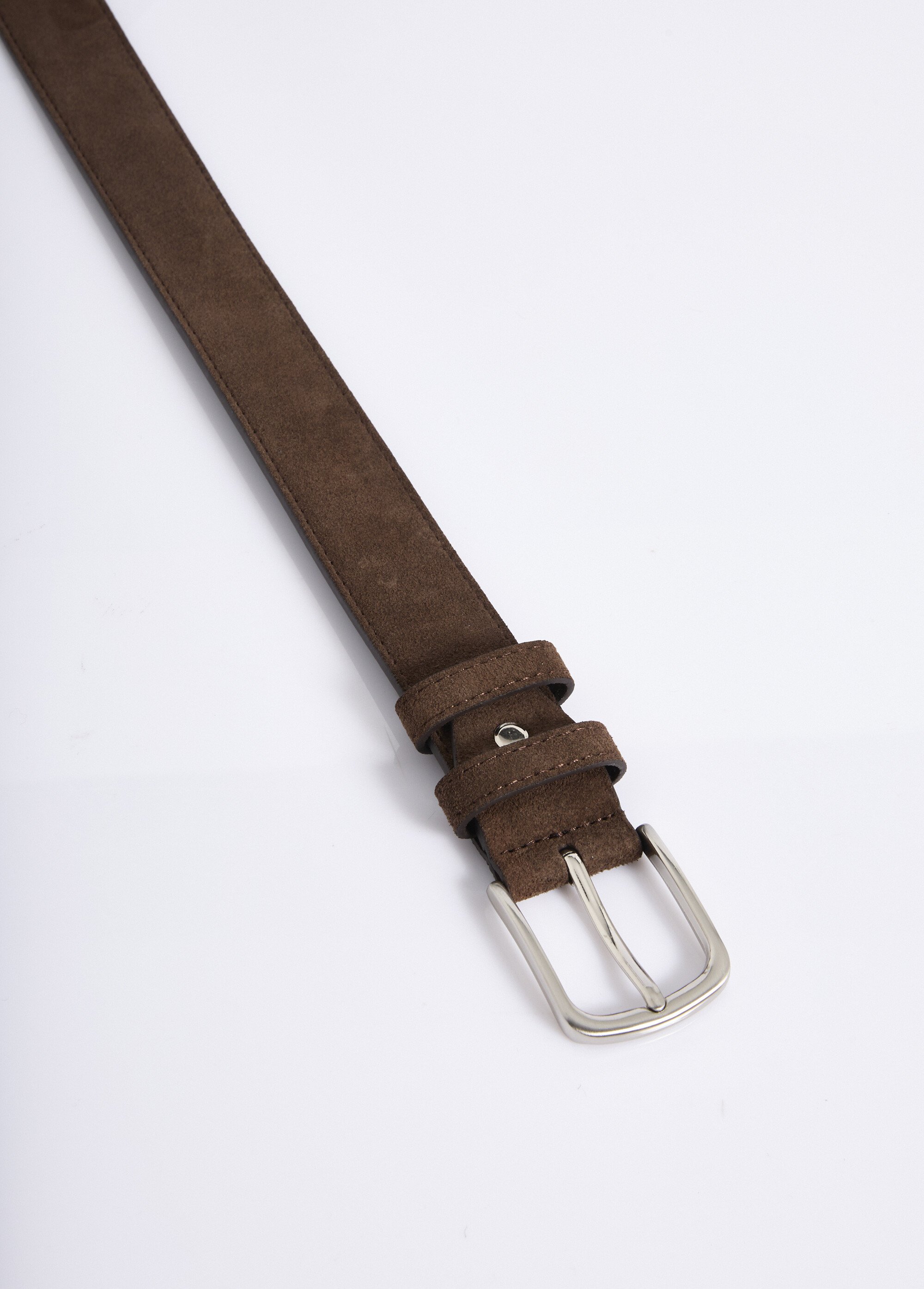 Ceinture en suédine avec boucle métal Homme Marron NES203MBLT2302 DE1