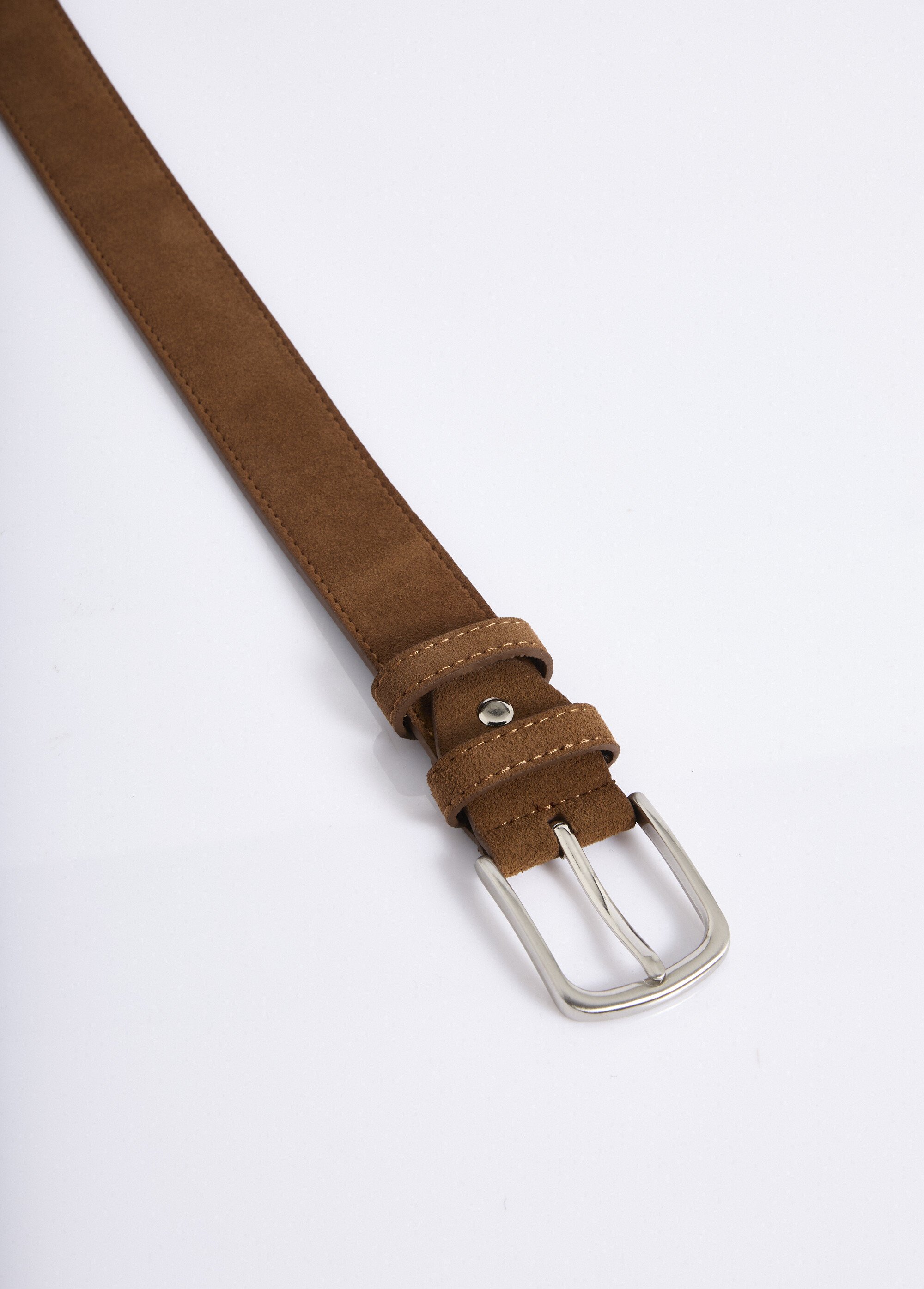 Ceinture en suédine avec boucle métal Homme Marron NES203MBLT2302 DE1