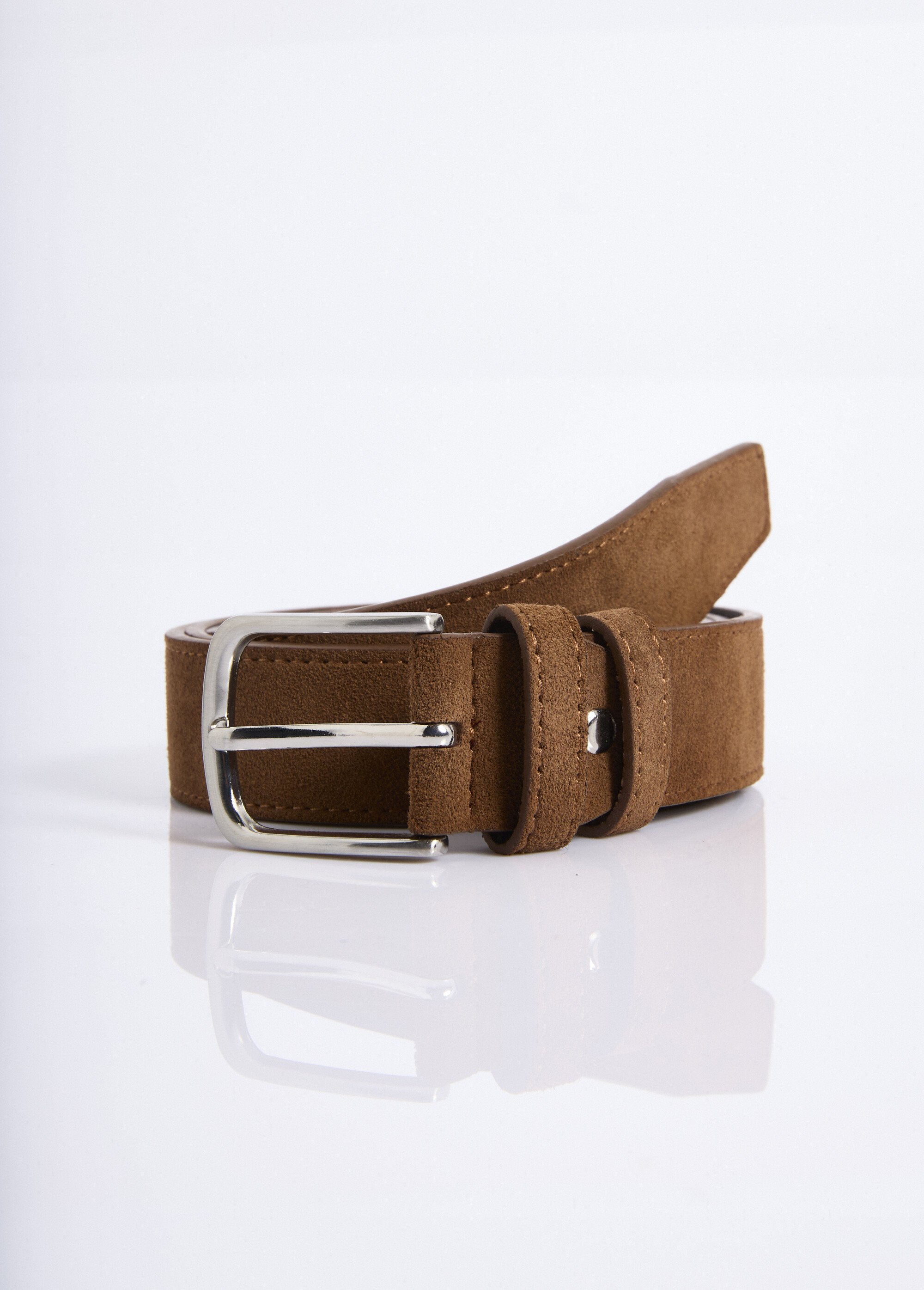 Ceinture en suédine avec boucle métal Homme Marron NES203MBLT2302 FA1