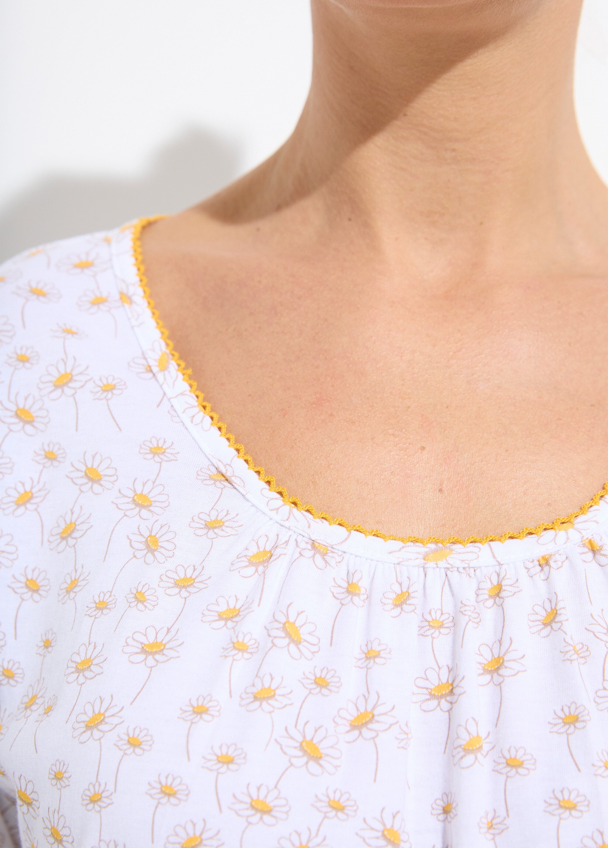 Chemise de nuit longue coton imprimé pâquerettes