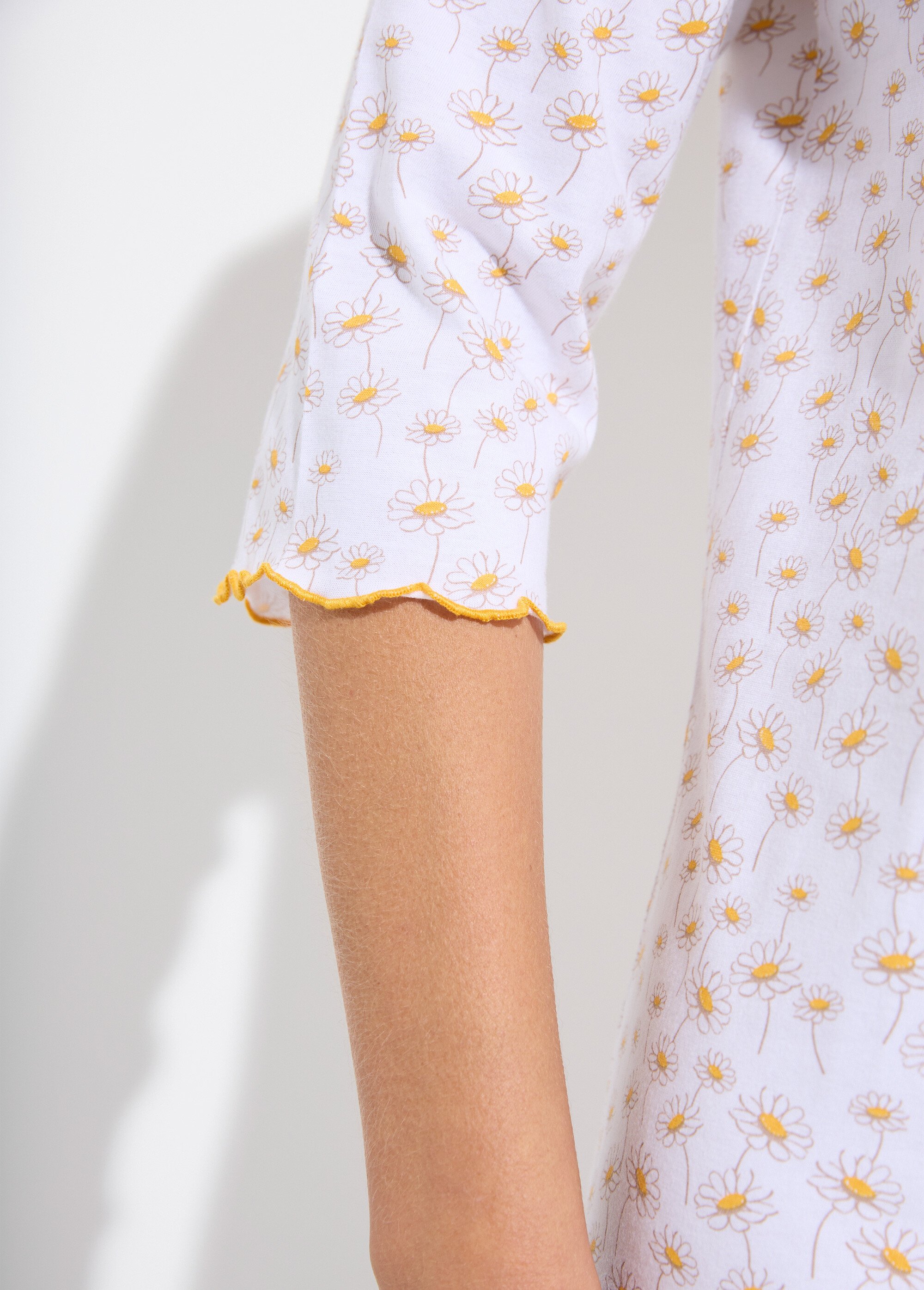 Chemise de nuit longue coton imprimé pâquerettes Femme Blanc SHANA DE2